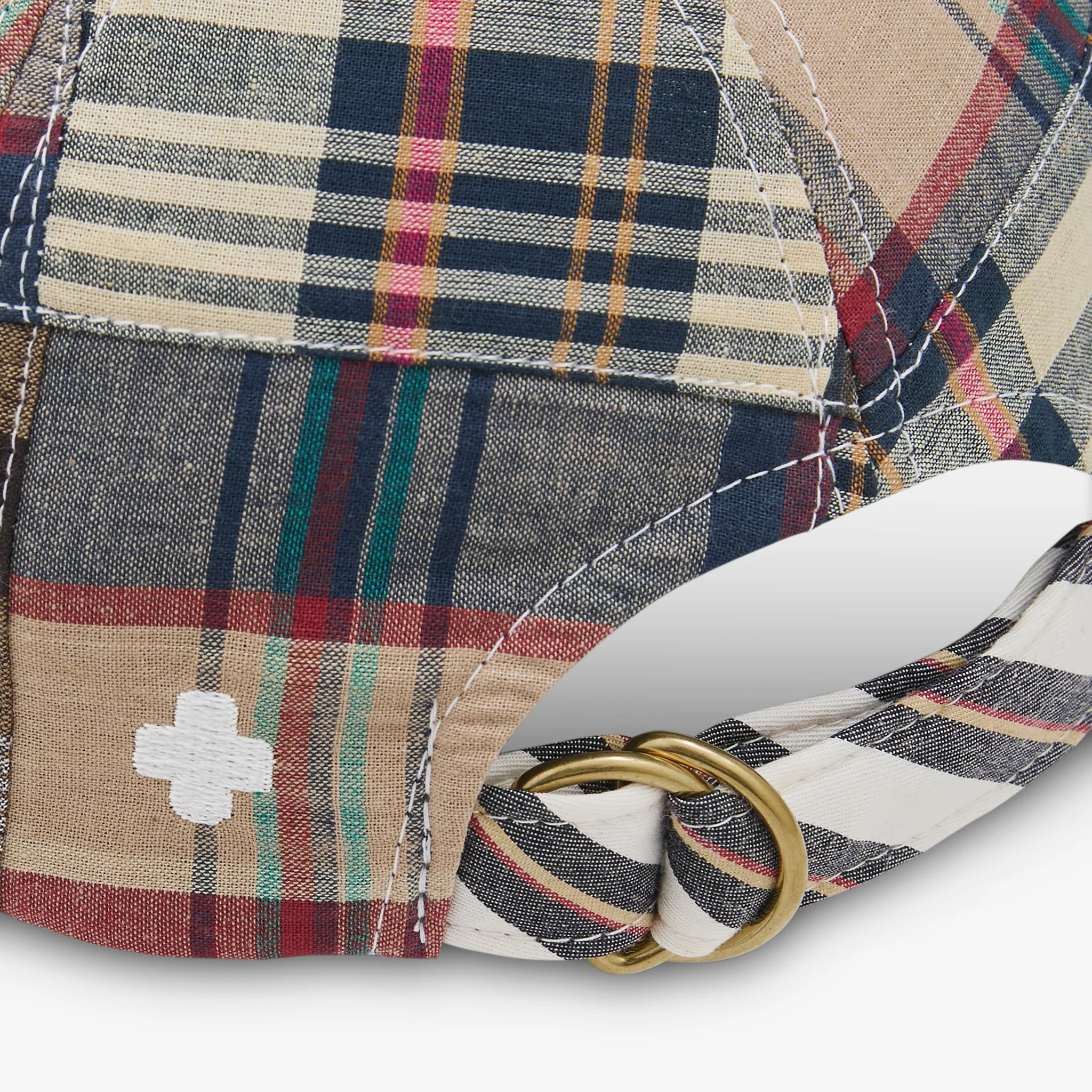 6 Panel Regimental Strap Madras PW Brown Patchwork - Image 2