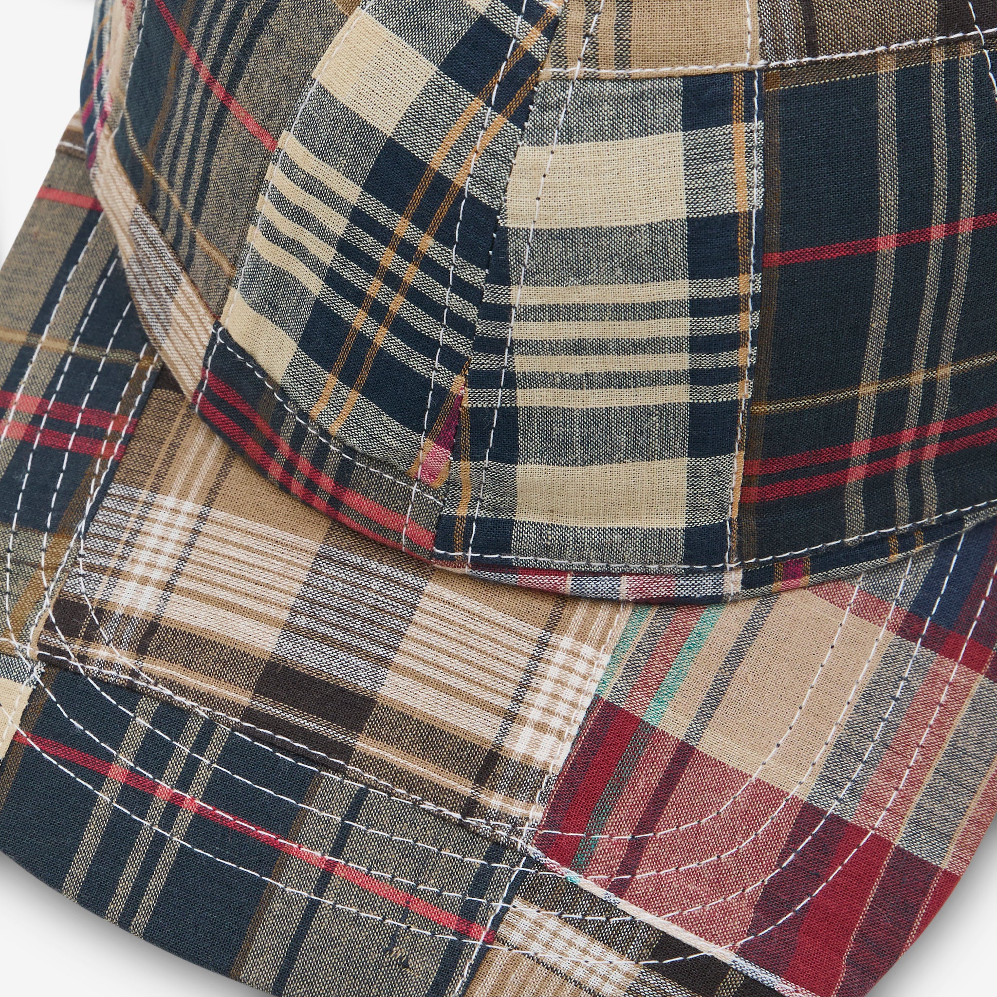 6 Panel Regimental Strap Madras PW Brown Patchwork - Image 3