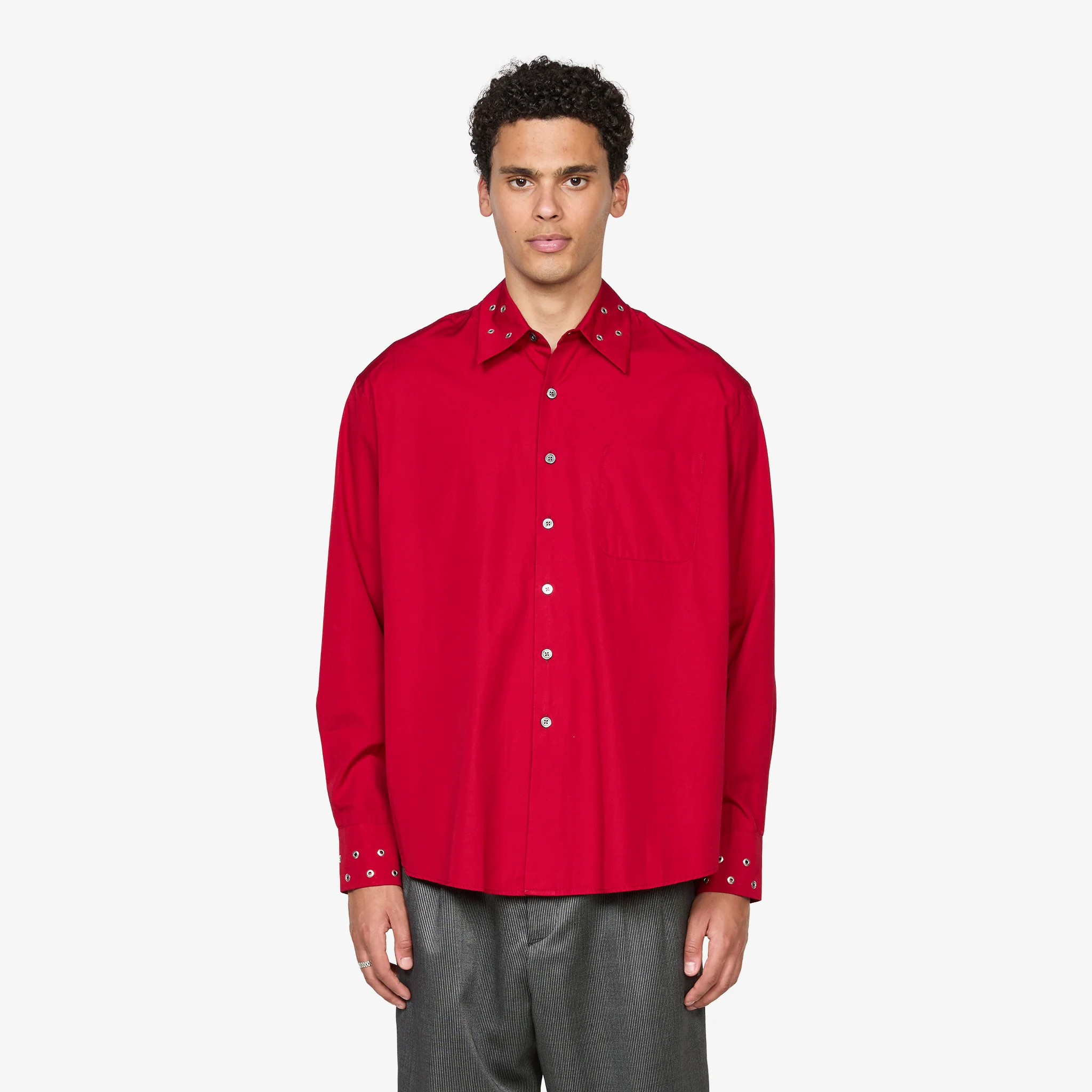 Above Shirt Lipstick Red Super Poplin