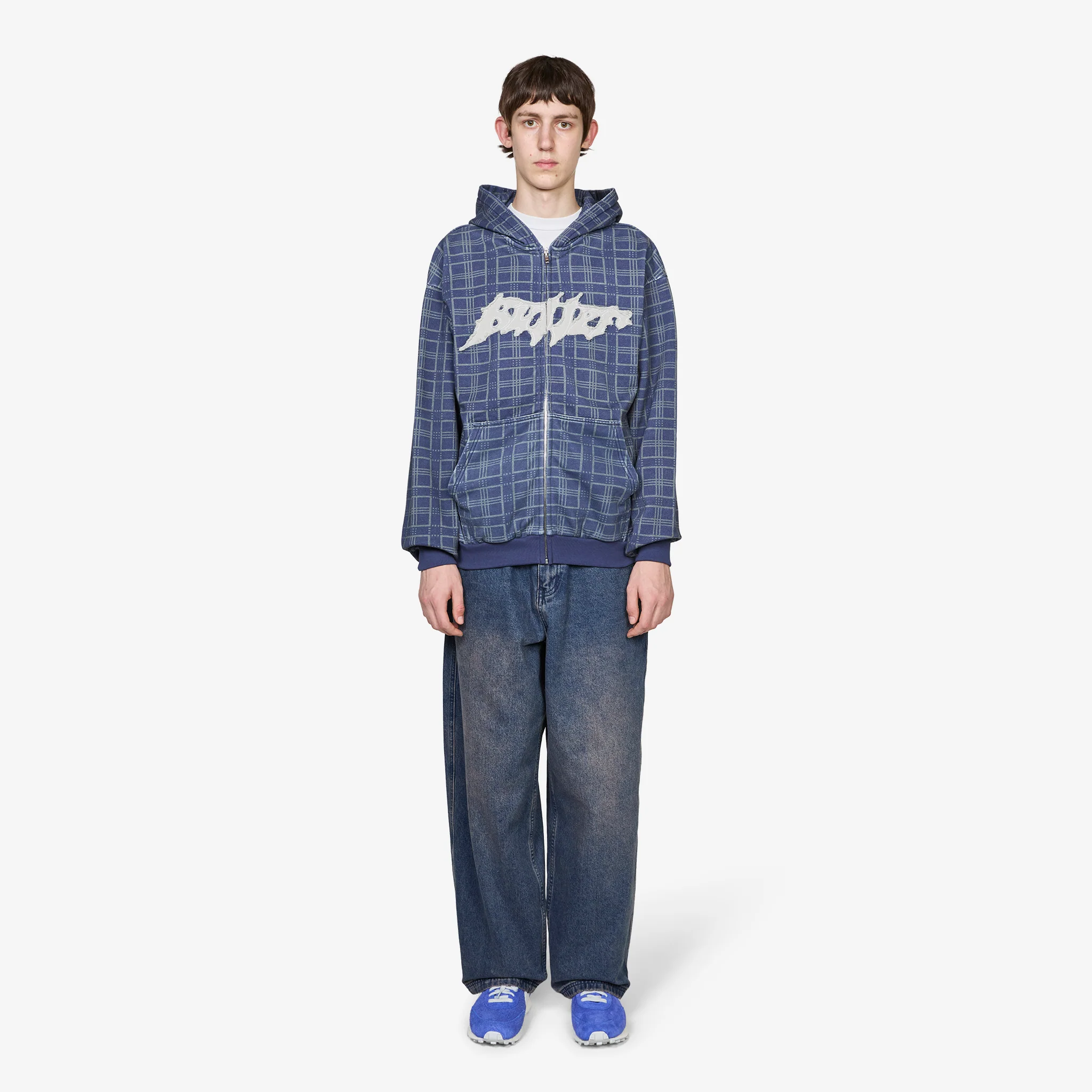 Amplify Zip-Thru Hood Washed Navy Plaid - Image 4