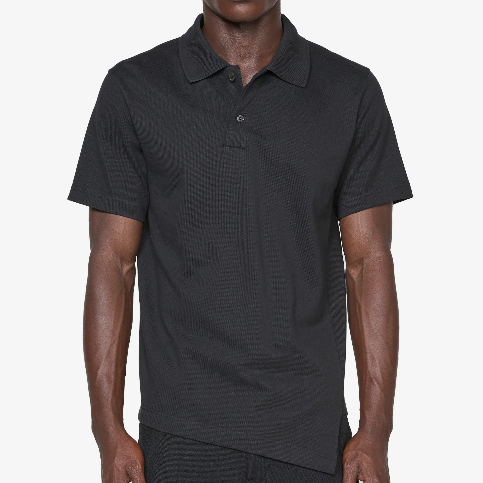 Asymmetric Hem Polo Black - Image 4