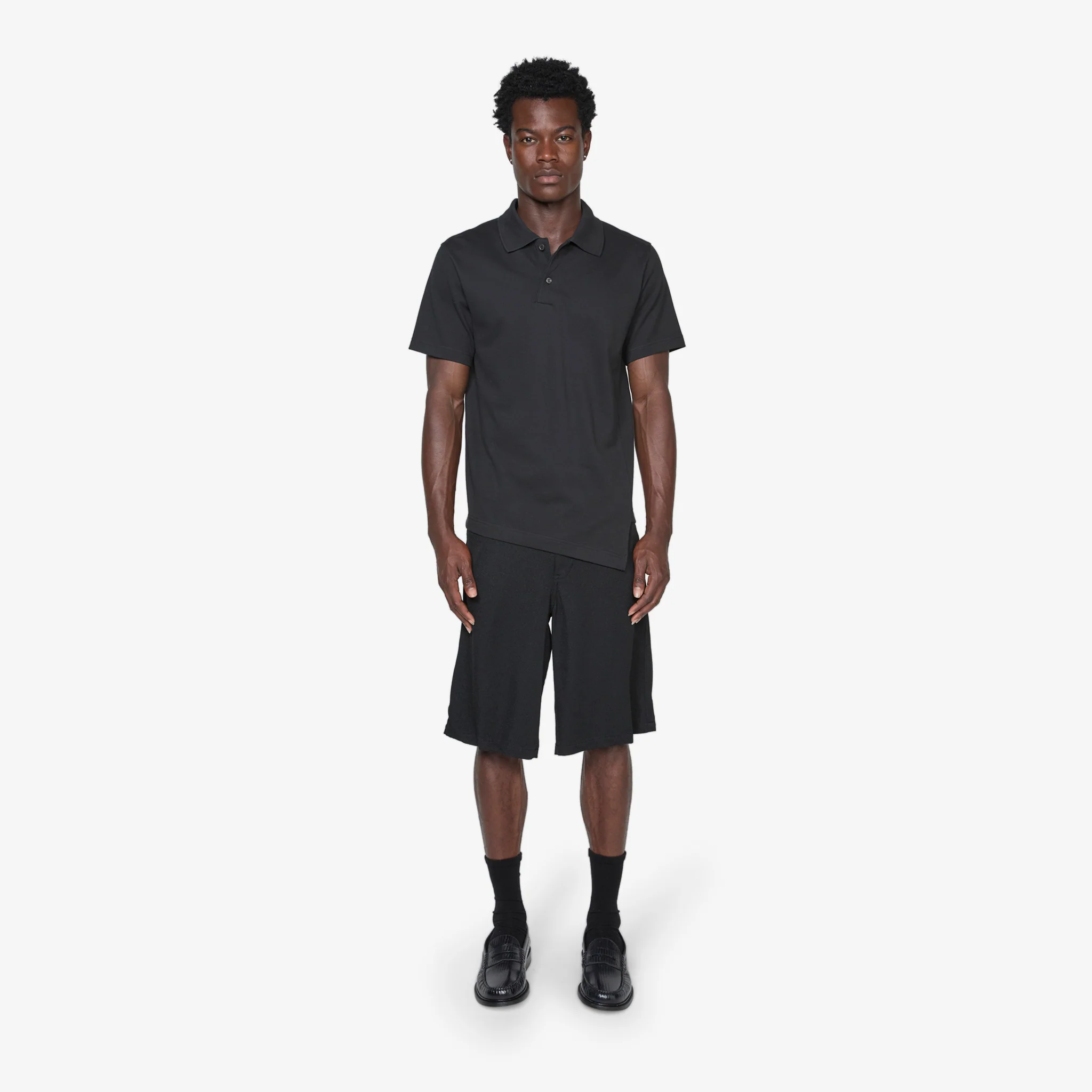 Asymmetric Hem Polo Black - Image 5