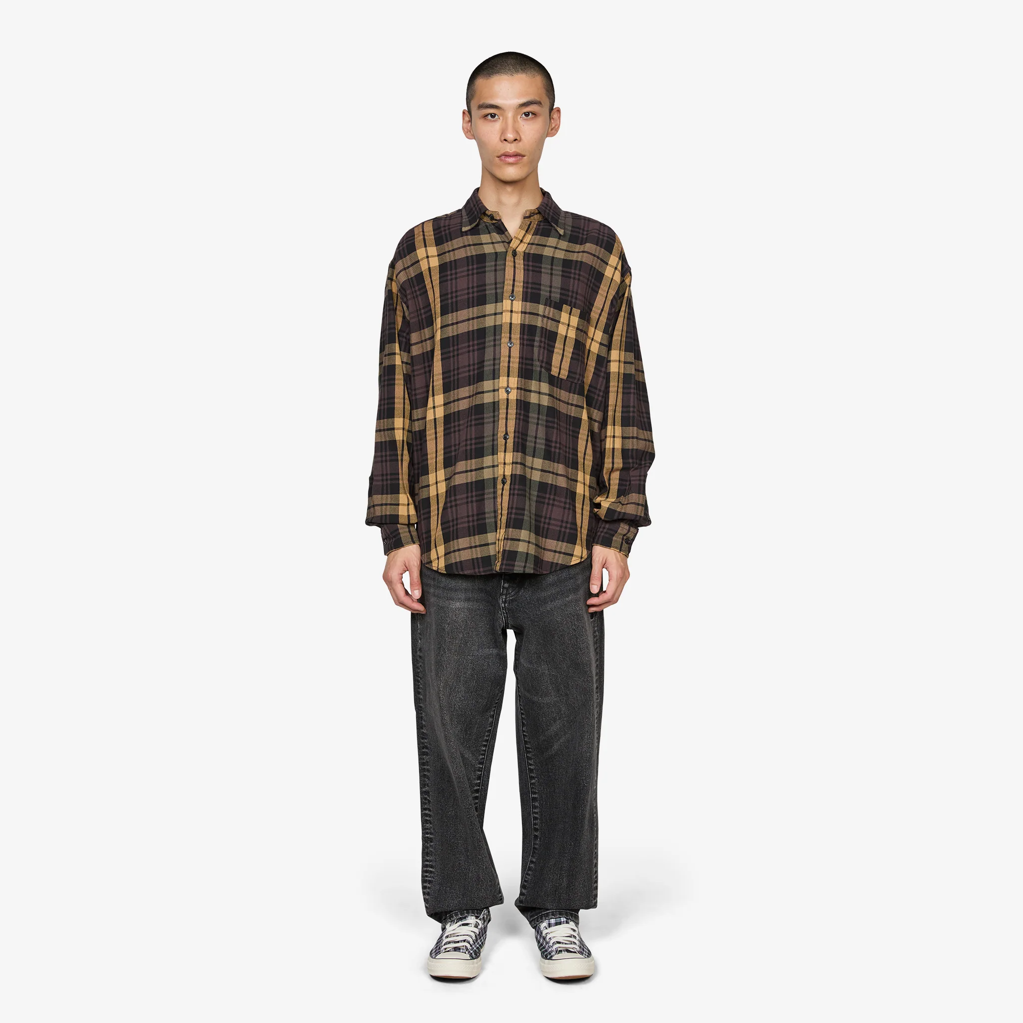 Big Check Heavy Cotton Nell Shirt Olive - Image 4