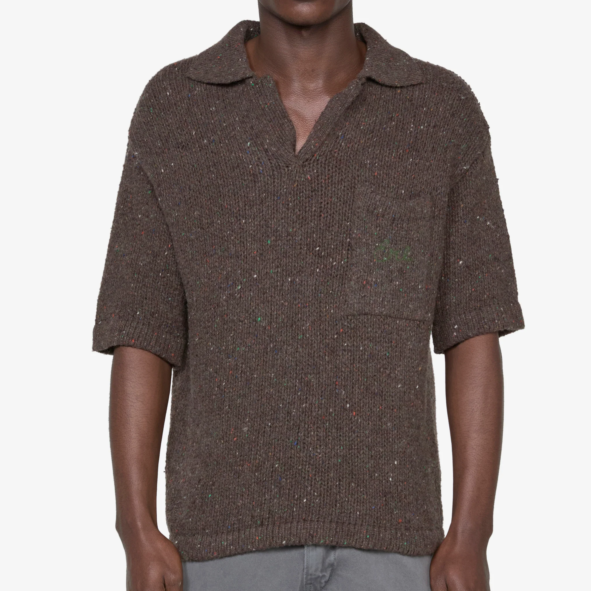 California Wool Knit Polo Dark Brown - Image 5