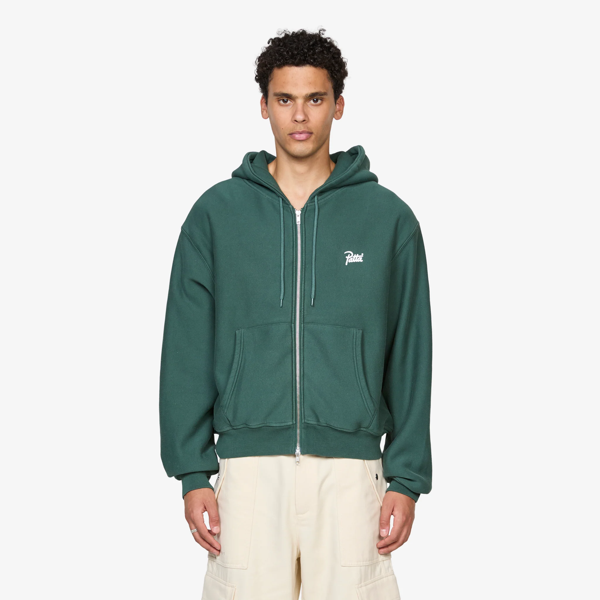 Classic Zip Up Hooded Sweater Bistro Green