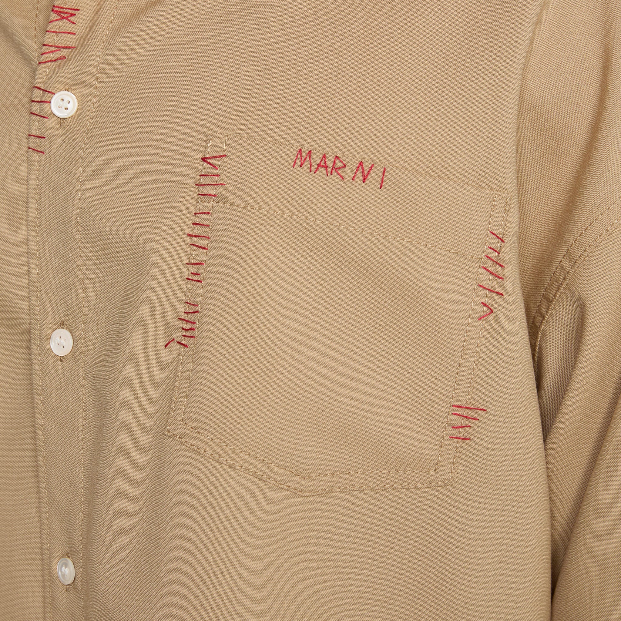 Contrast Panel Tropical Wool Shirt Dijon - Image 6