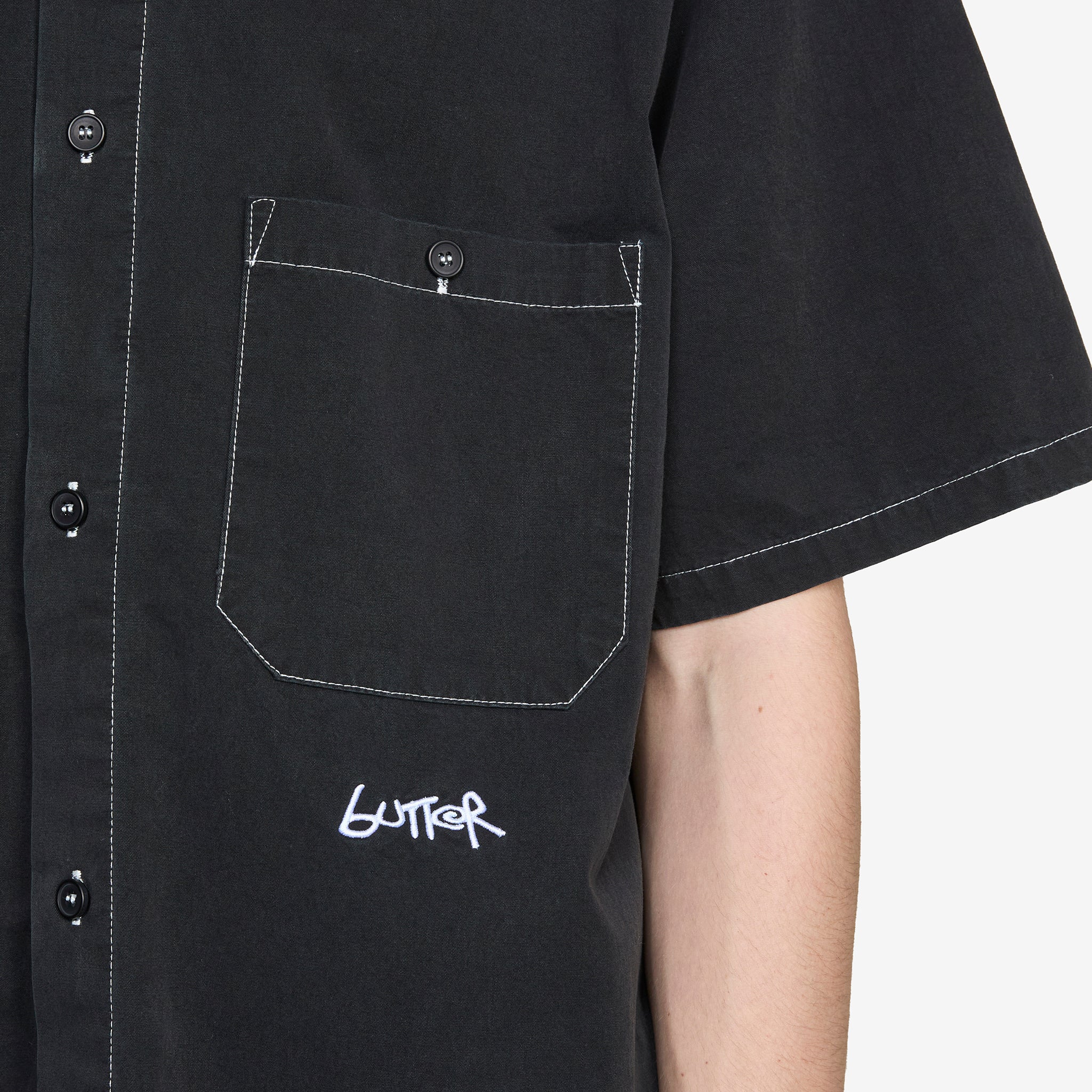 Contrast Stitch Shirt Washed Black - Image 2