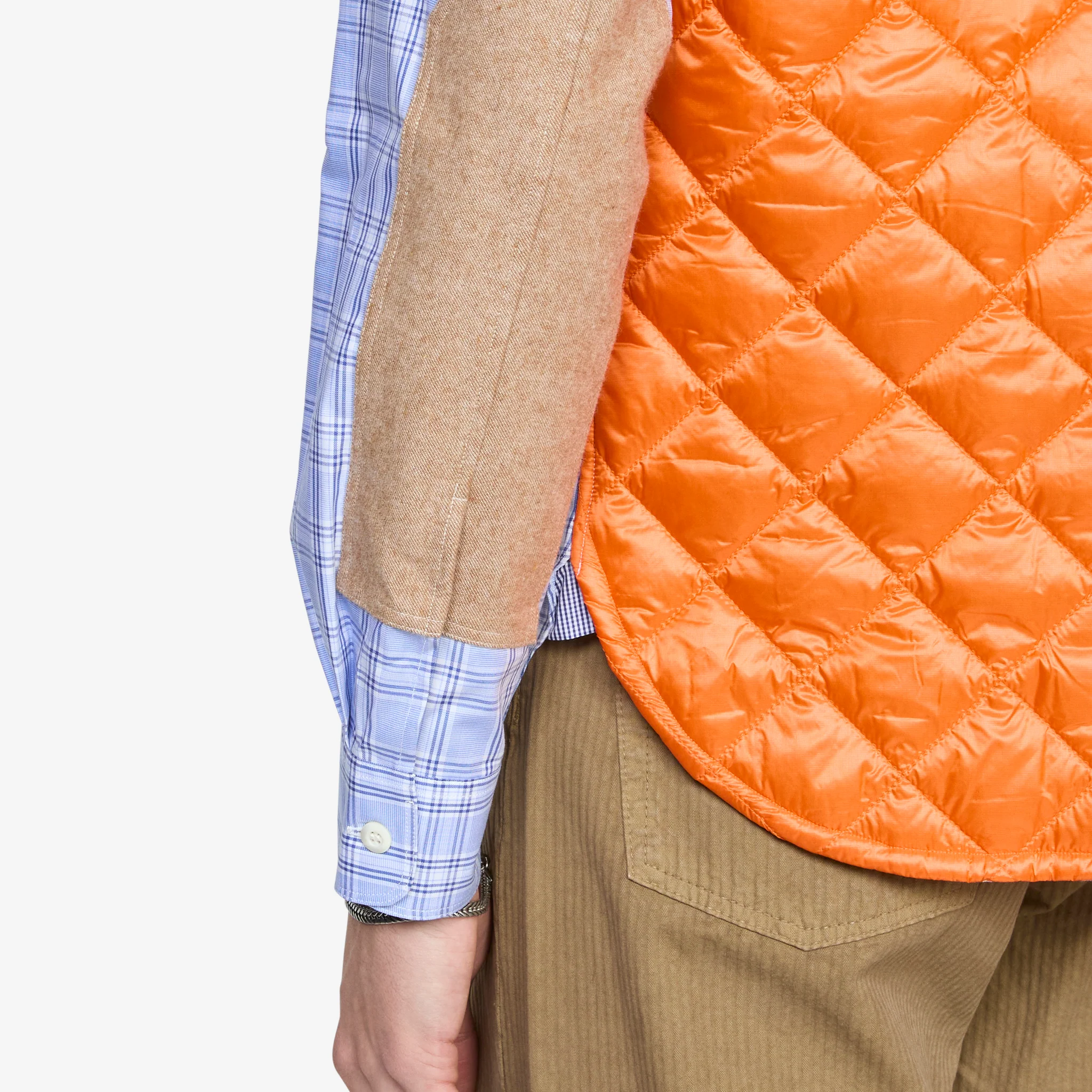 Cotton Check Quilted Nylon Shirt Blue | Orange - Image 6