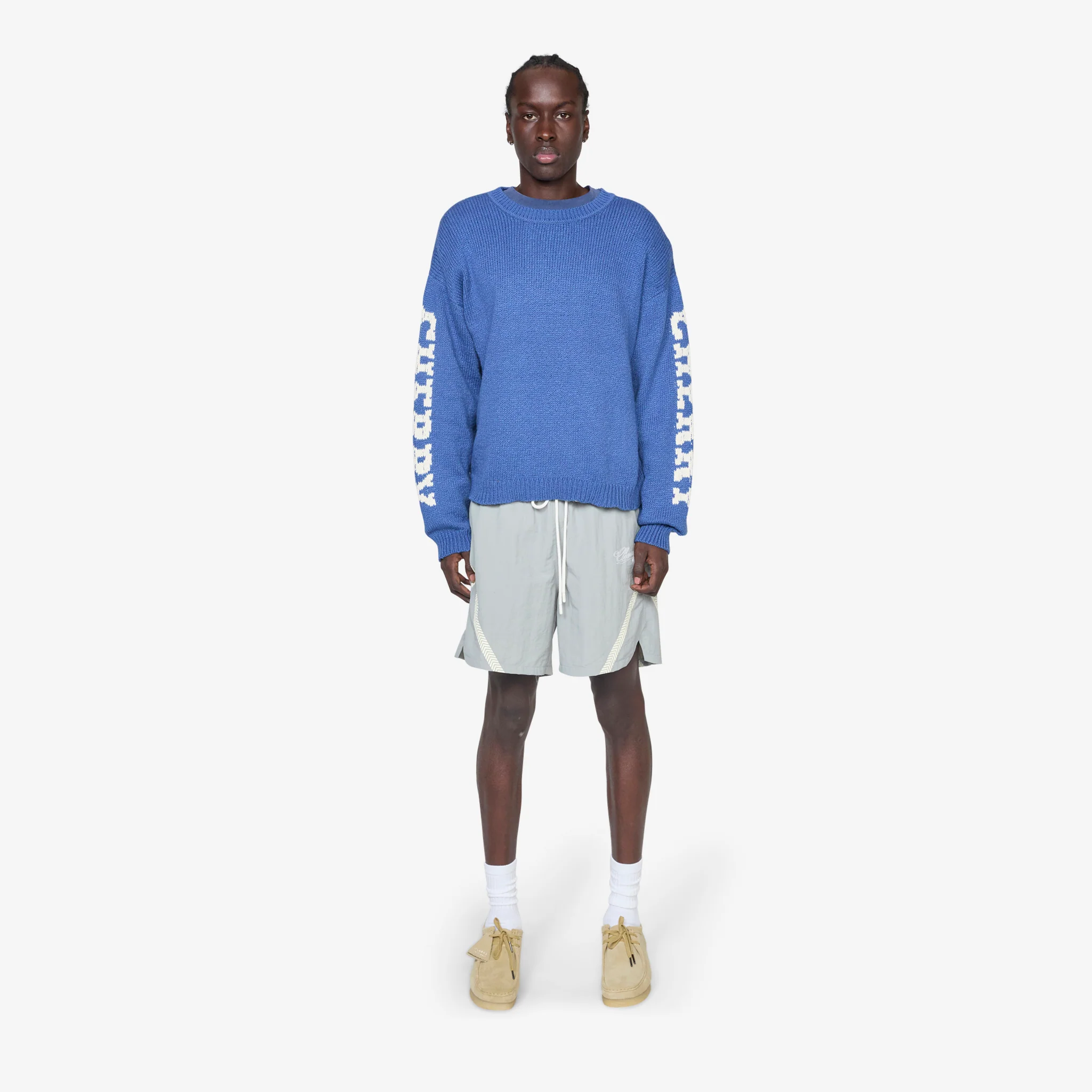 Cotton Knit Crewneck Sweater Steel Blue - Image 5