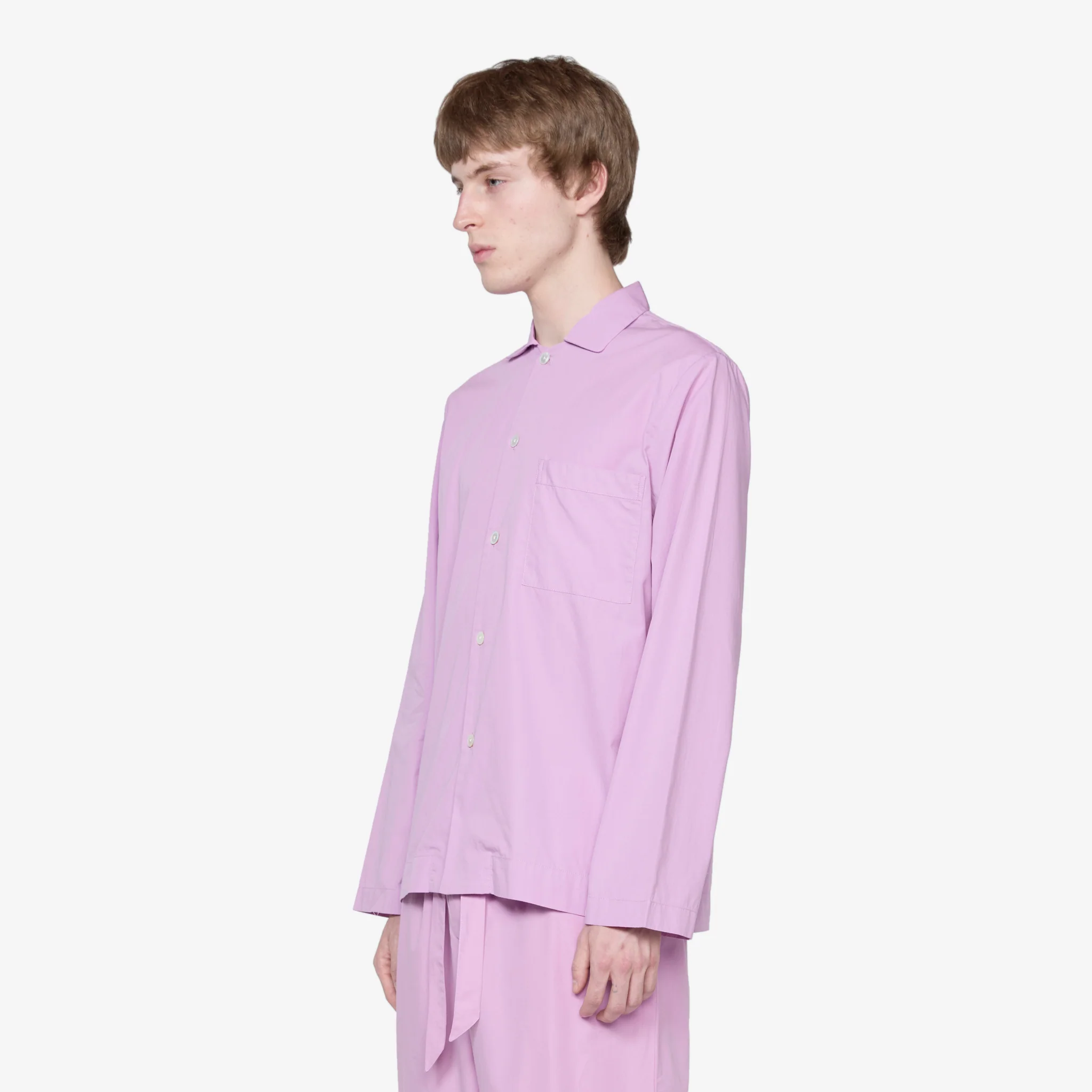 Cotton Poplin Pyjama Shirt Purple Pink - Image 4