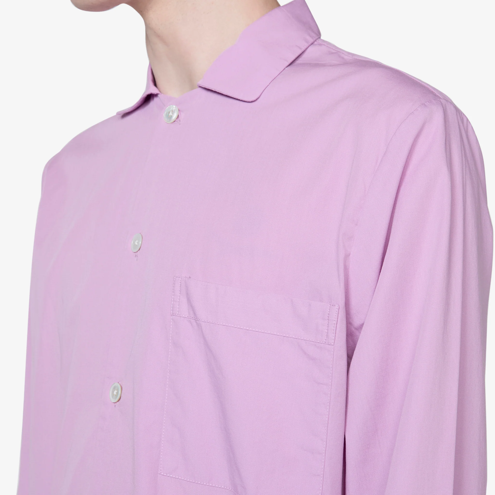 Cotton Poplin Pyjama Shirt Purple Pink - Image 5