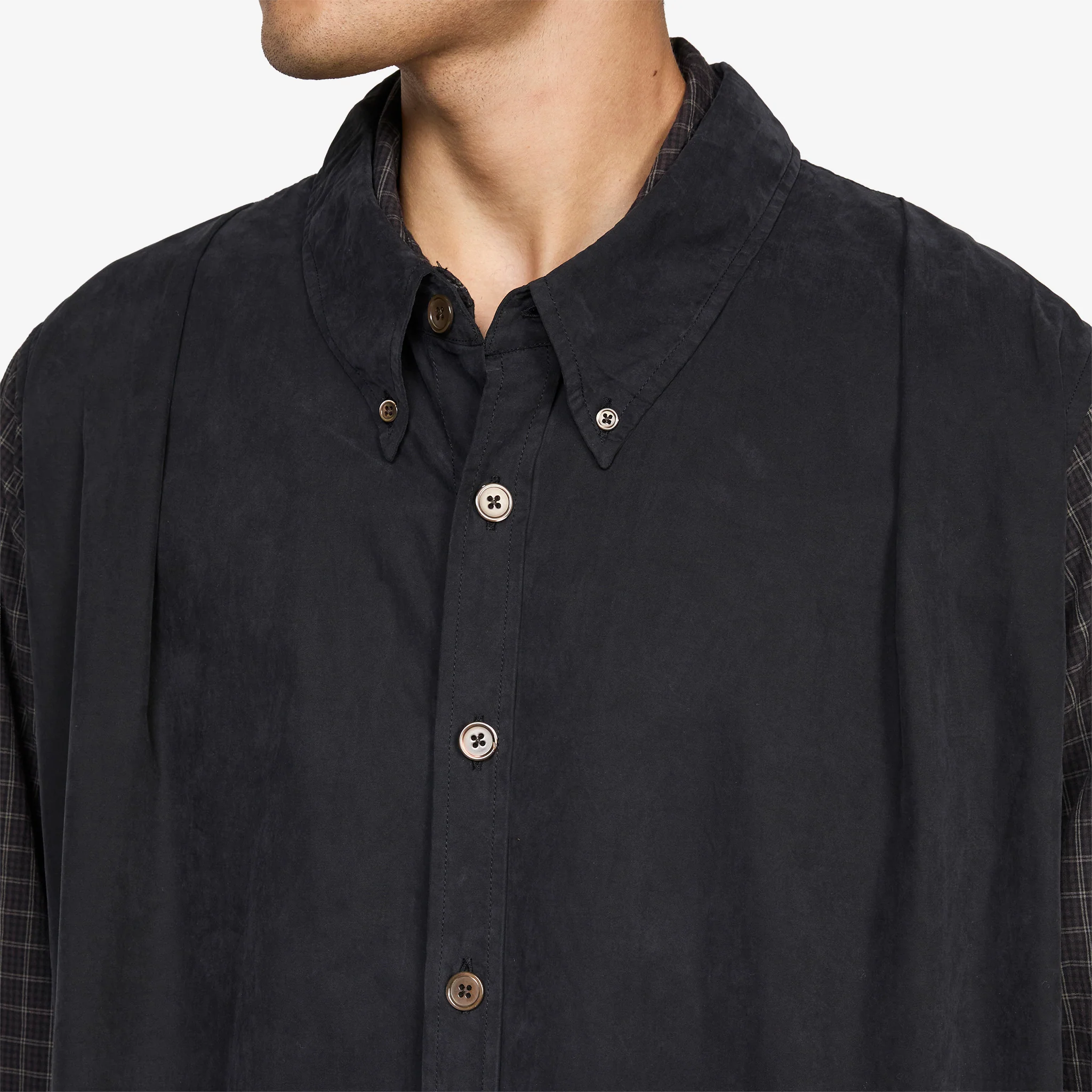 Double Borrowed Shirt Black Faux Lumberjack Check - Image 4