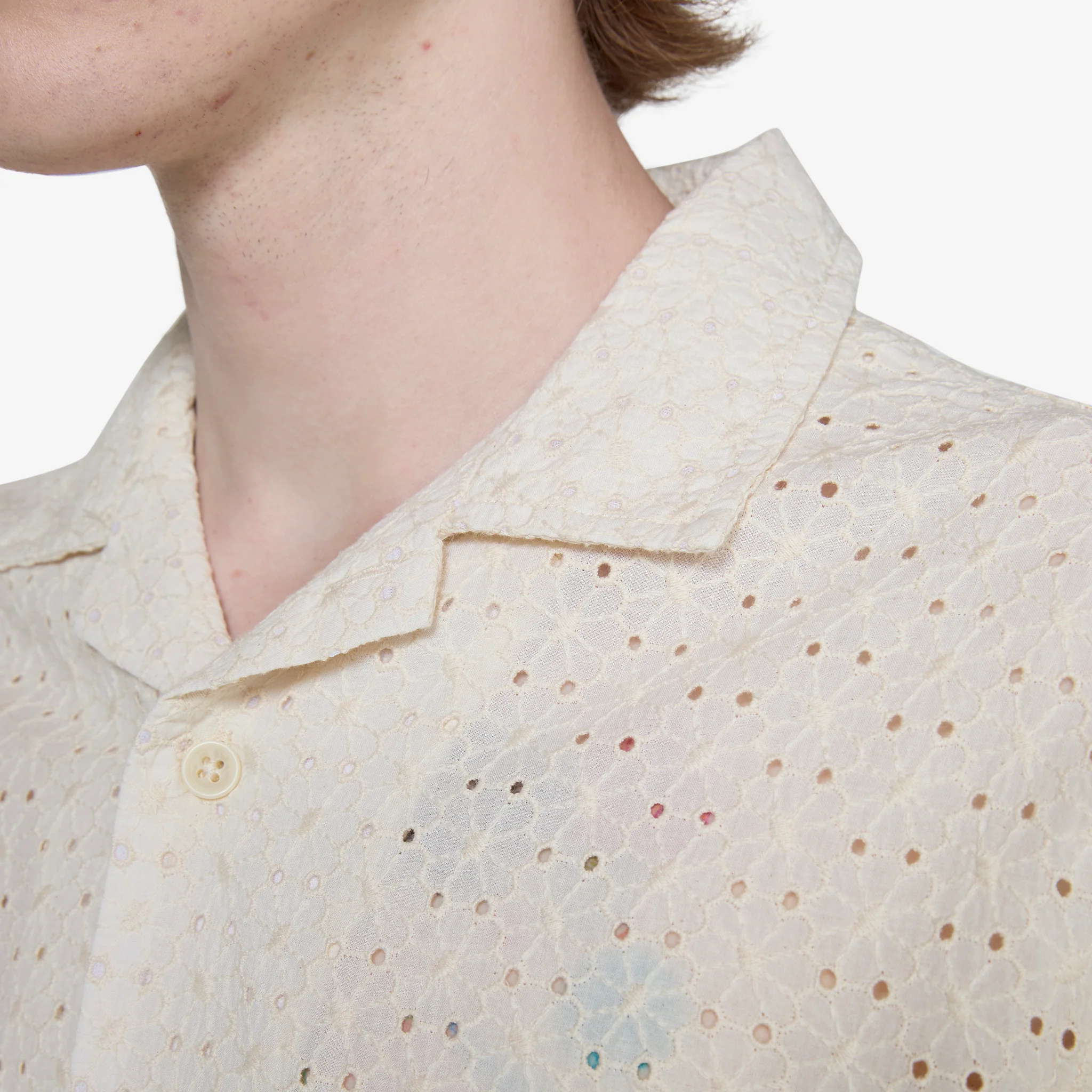 Floral Eyelet Short Sleeve Shirt Natural - Image 5