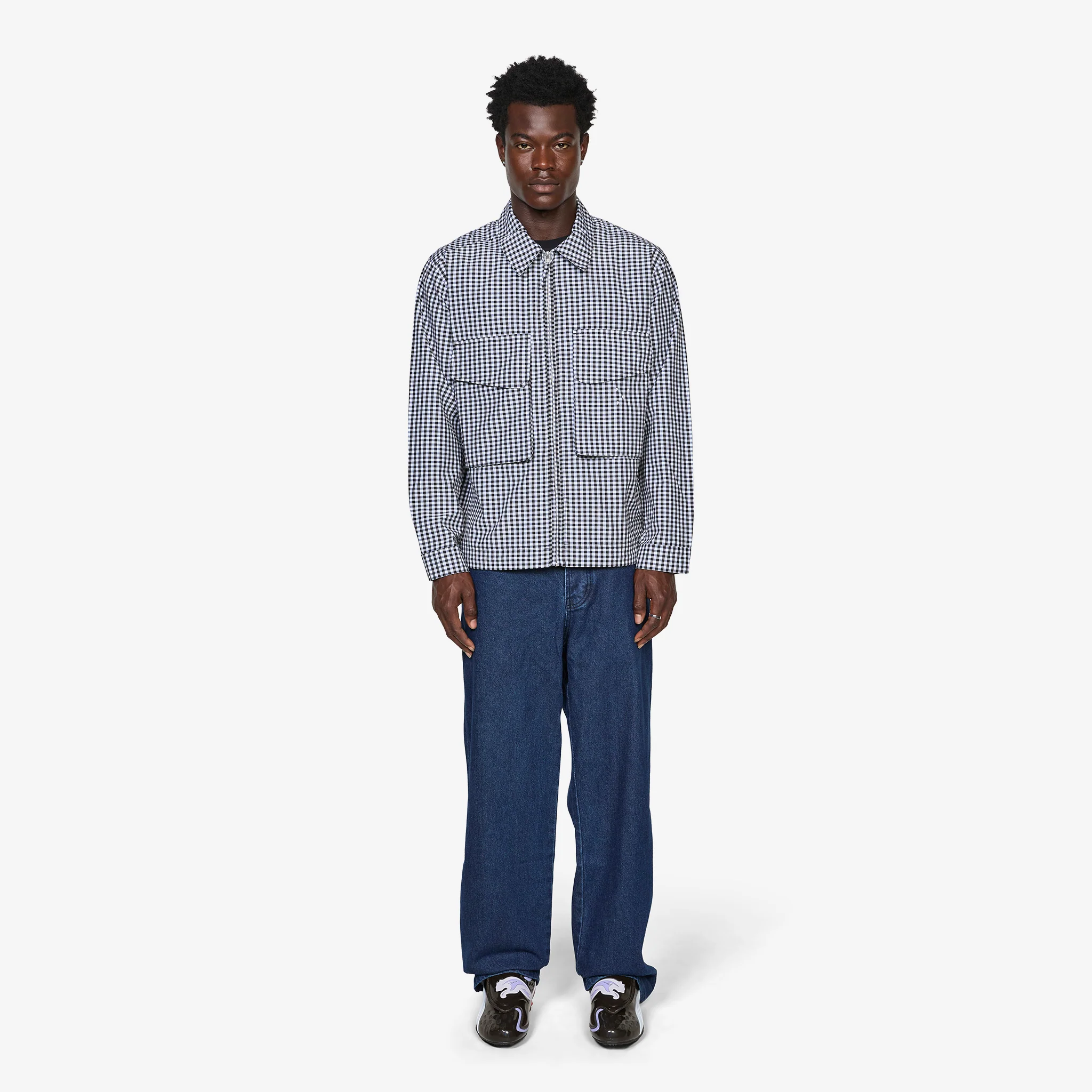 Gingham Boxer Overshirt Black | Off White - Image 7
