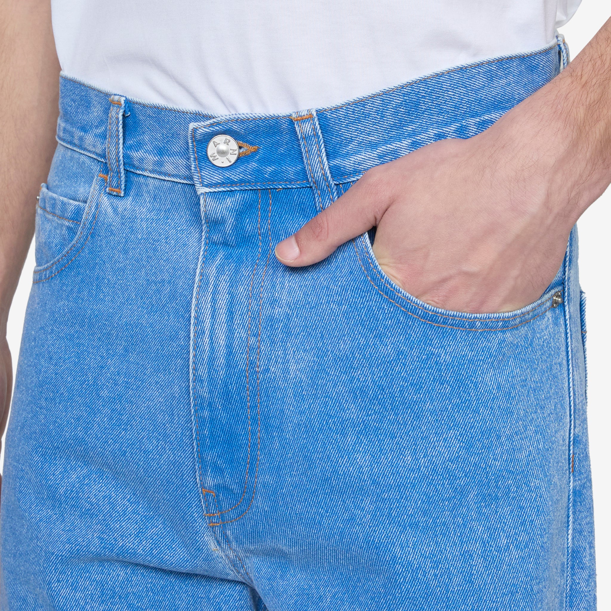 High Turn-Up Wide Leg Jeans Cobalt - Image 3