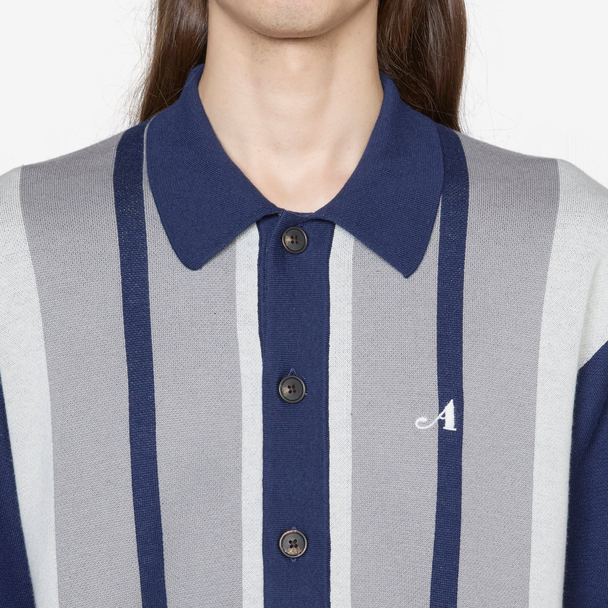 Knit Camp Collar Shirt Grey - Image 5