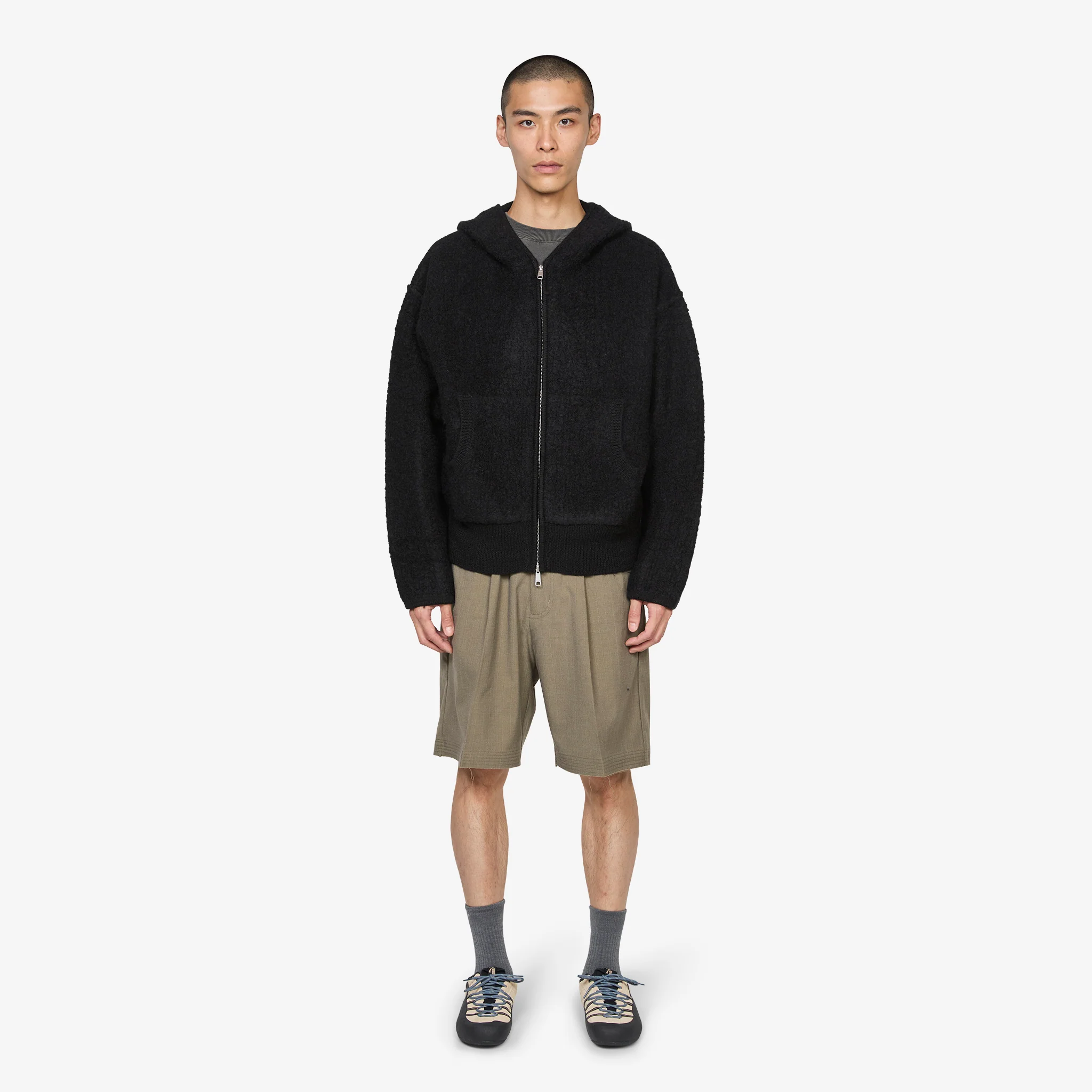 Knit Zip Hood Boiled Black - Image 4