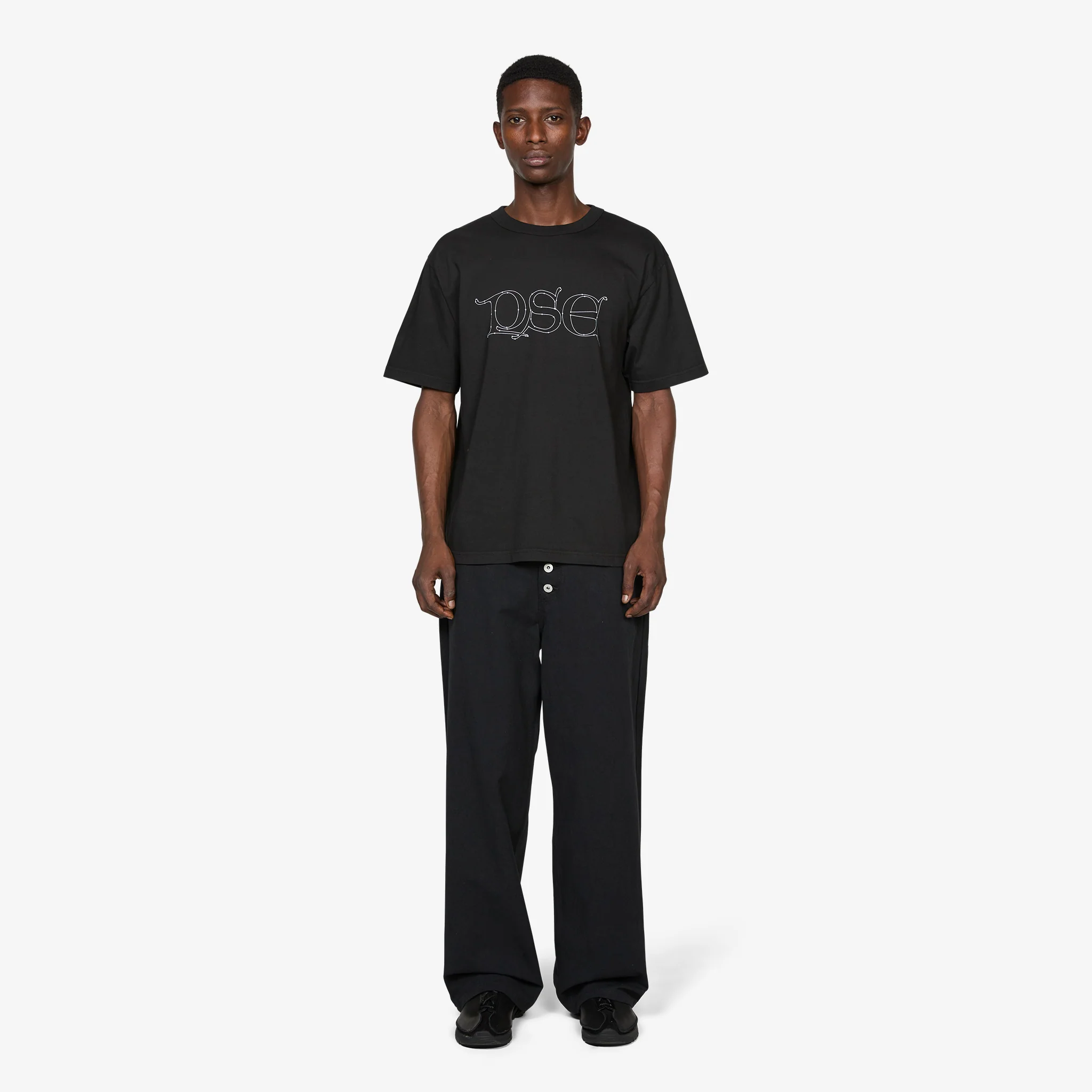 Loose Cut Jeans Black Rinse Wash Linen Canvas - Image 5