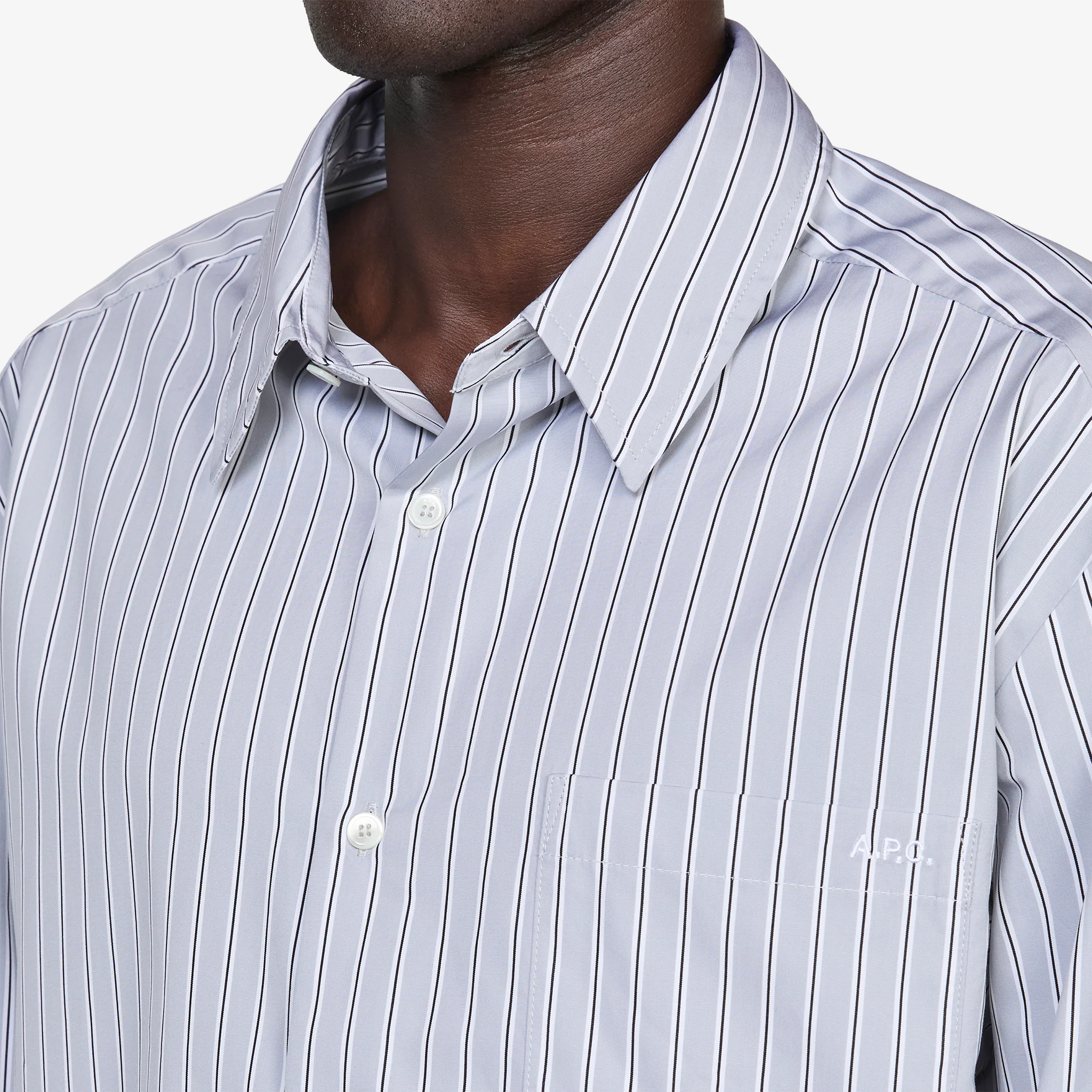 Malo Poplin Shirt Light Grey - Image 2