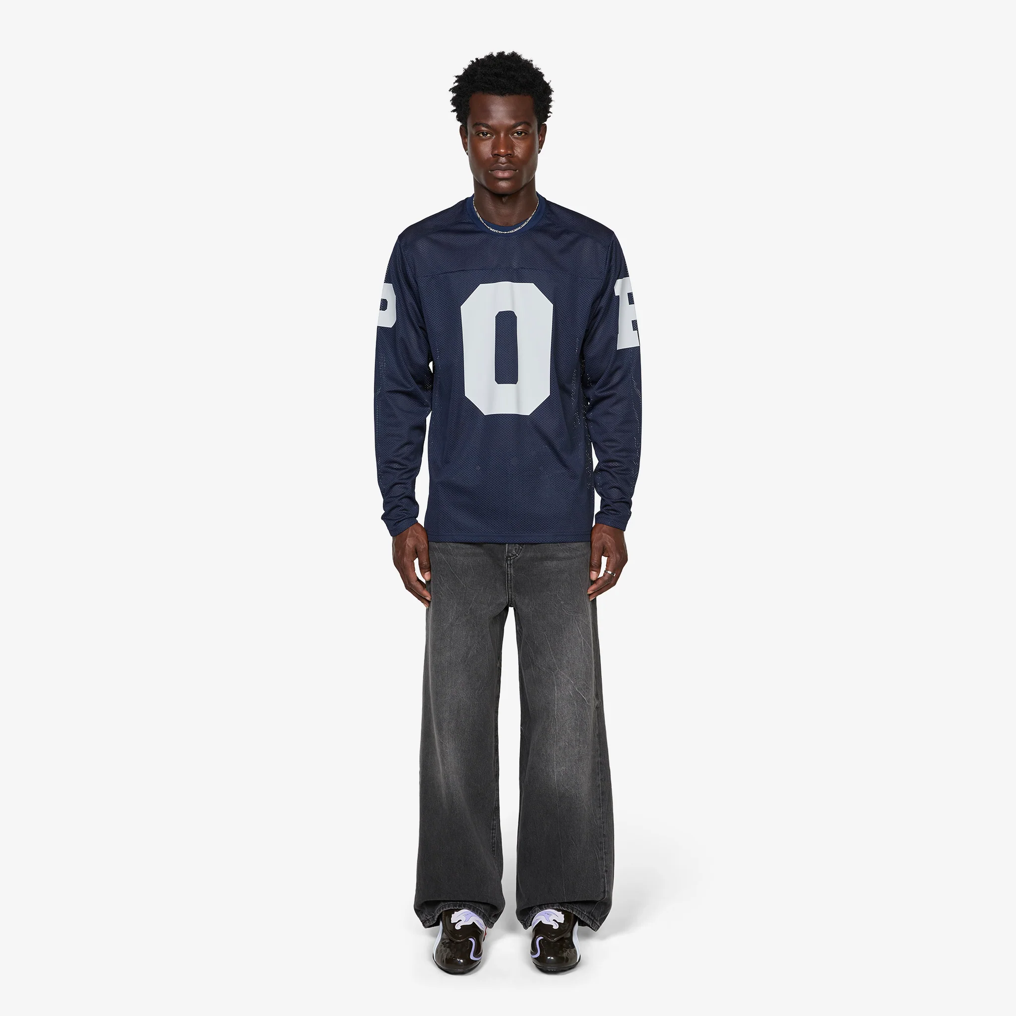 Mesh Football Longsleeve Navy - Image 5