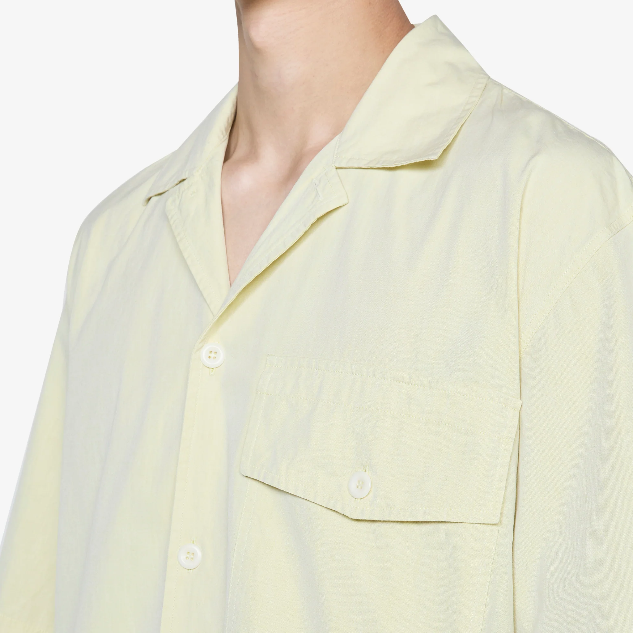 MHL. Short Sleeve Flap Pocket Shirt Pale Yellow - Image 2