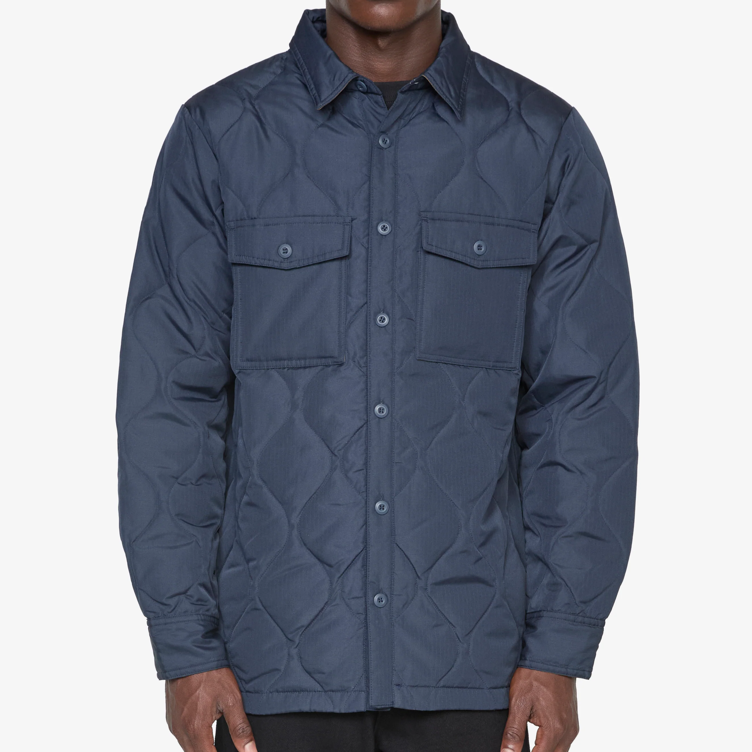 Military Down Shirt Dark Navy - Image 4