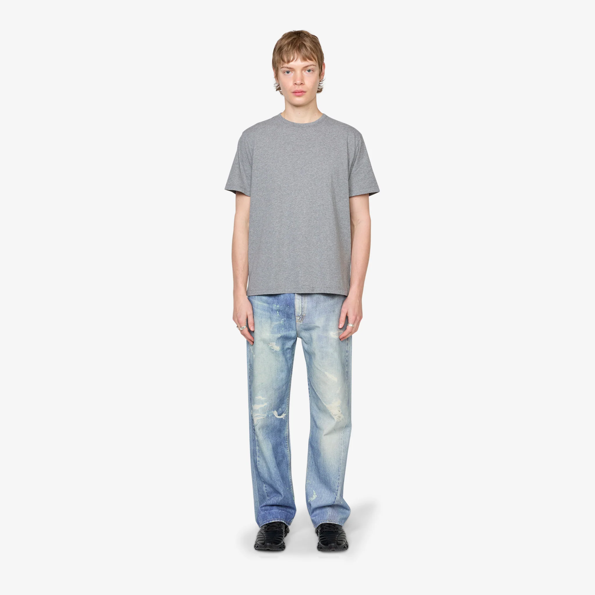 New Box T-Shirt Grey Melange Clean Jersey - Image 4