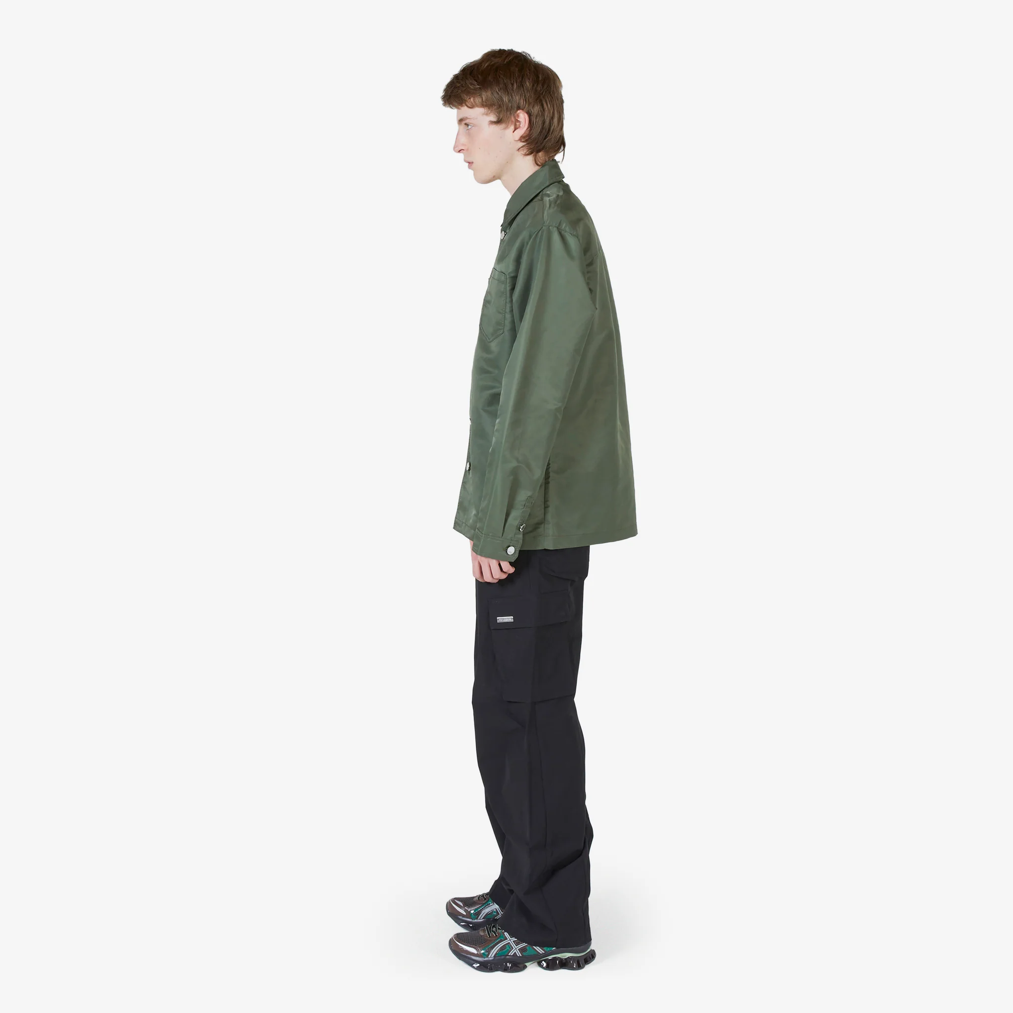Nylon Camp Collar Shirt Army Green - Image 5