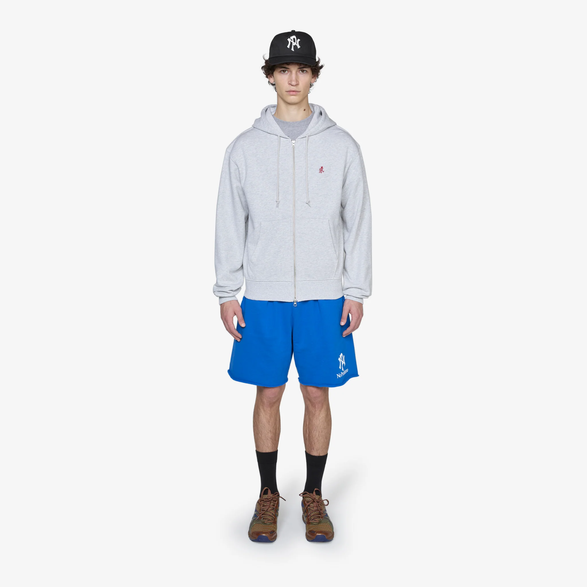 One Point Zip Hooded Sweatshirt Heather Ash - Image 3