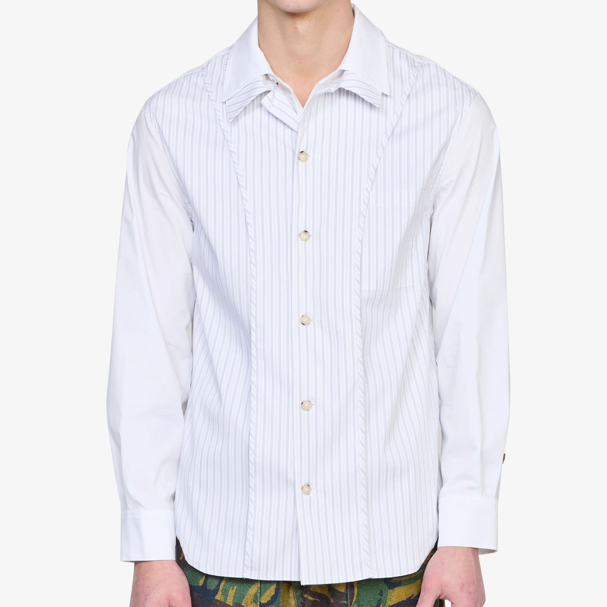 Open Collar Layered Shirt White - Image 3