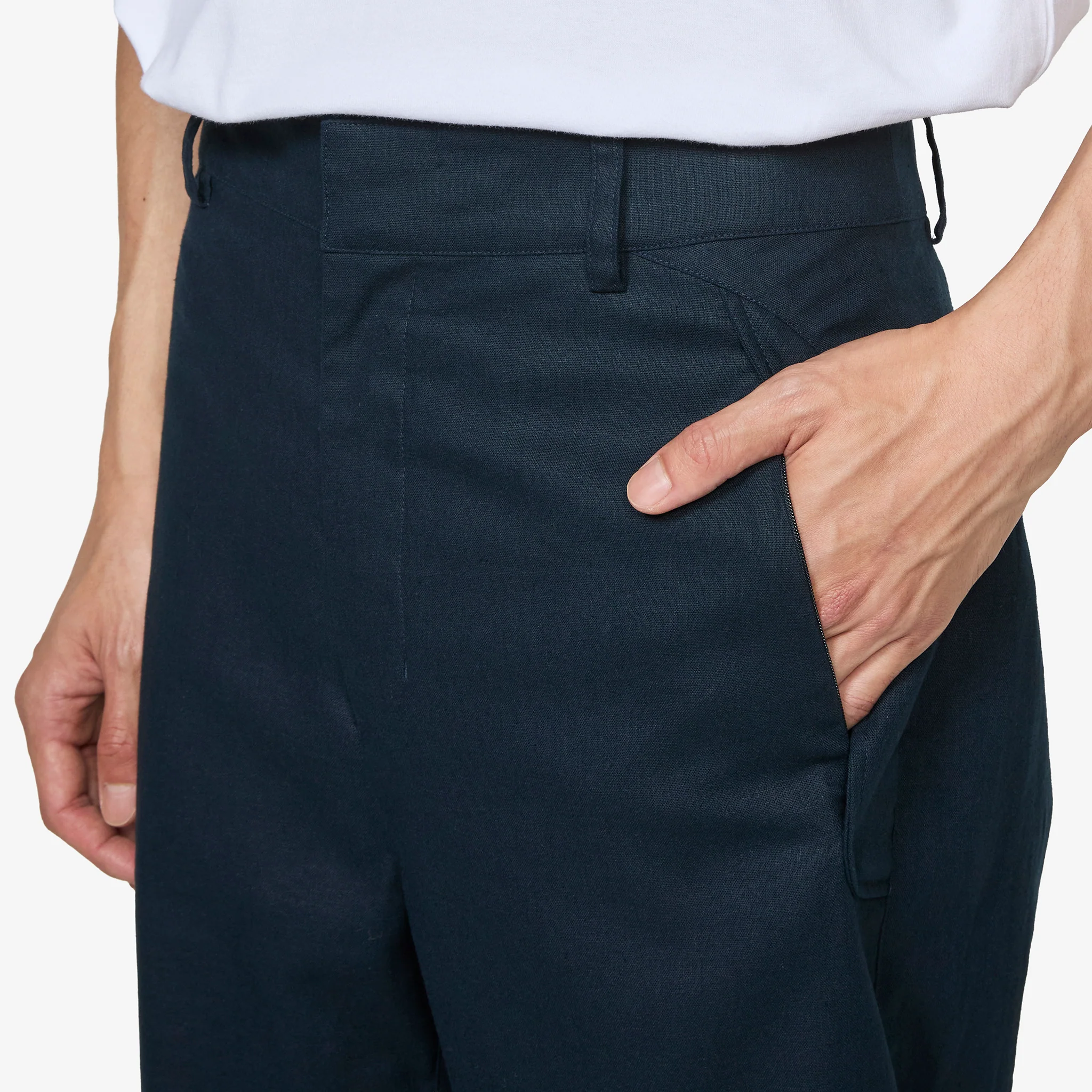 Path Linen Cotton Mixed Trouser Dark Navy - Image 2