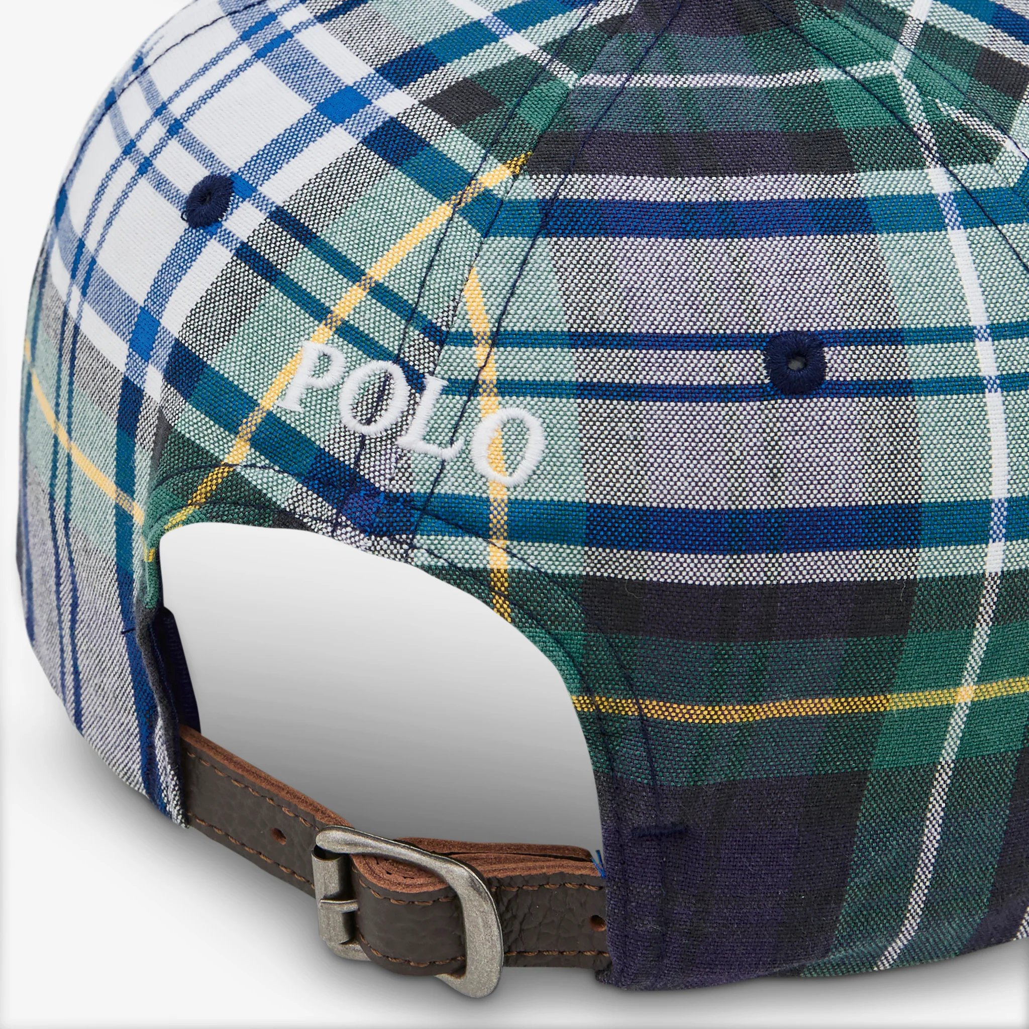 Plaid Oxford Ball Cap White | Green - Image 2