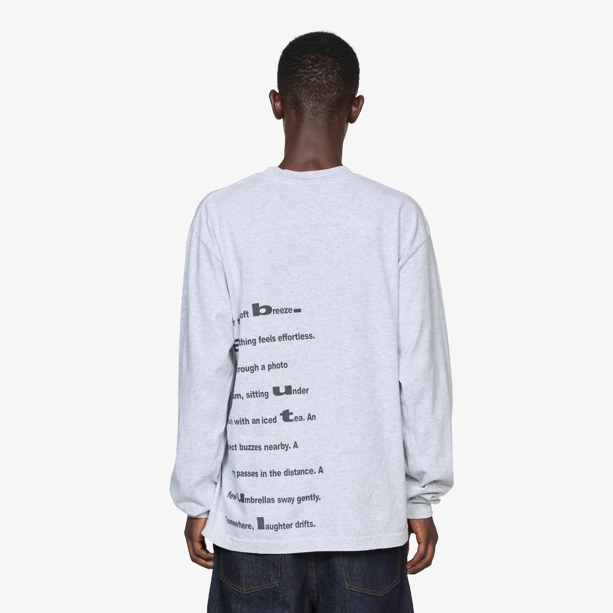 Poem Longsleeve T-Shirt Heather Grey - Image 2