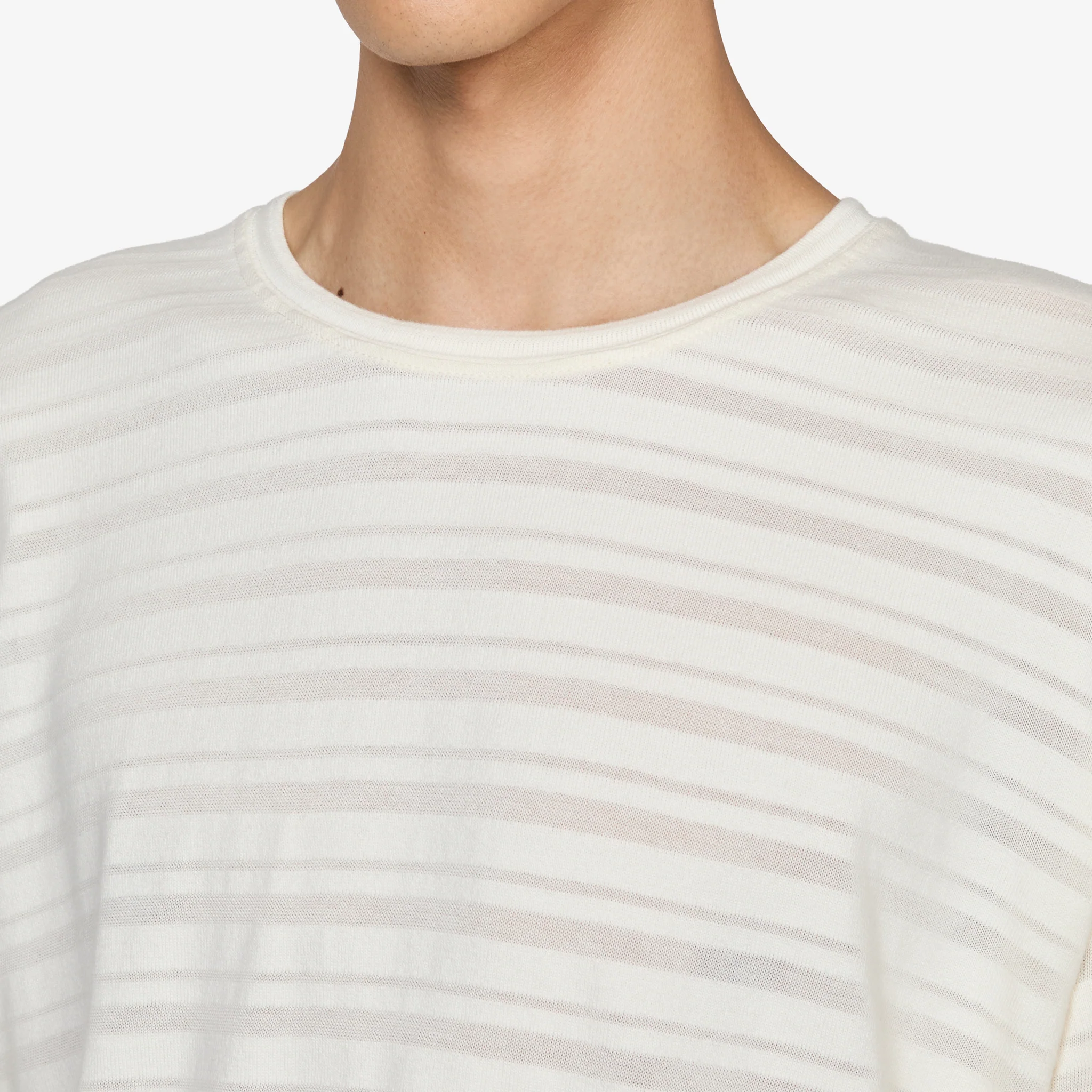 Round Neck Sweater Off White Stripe - Image 2