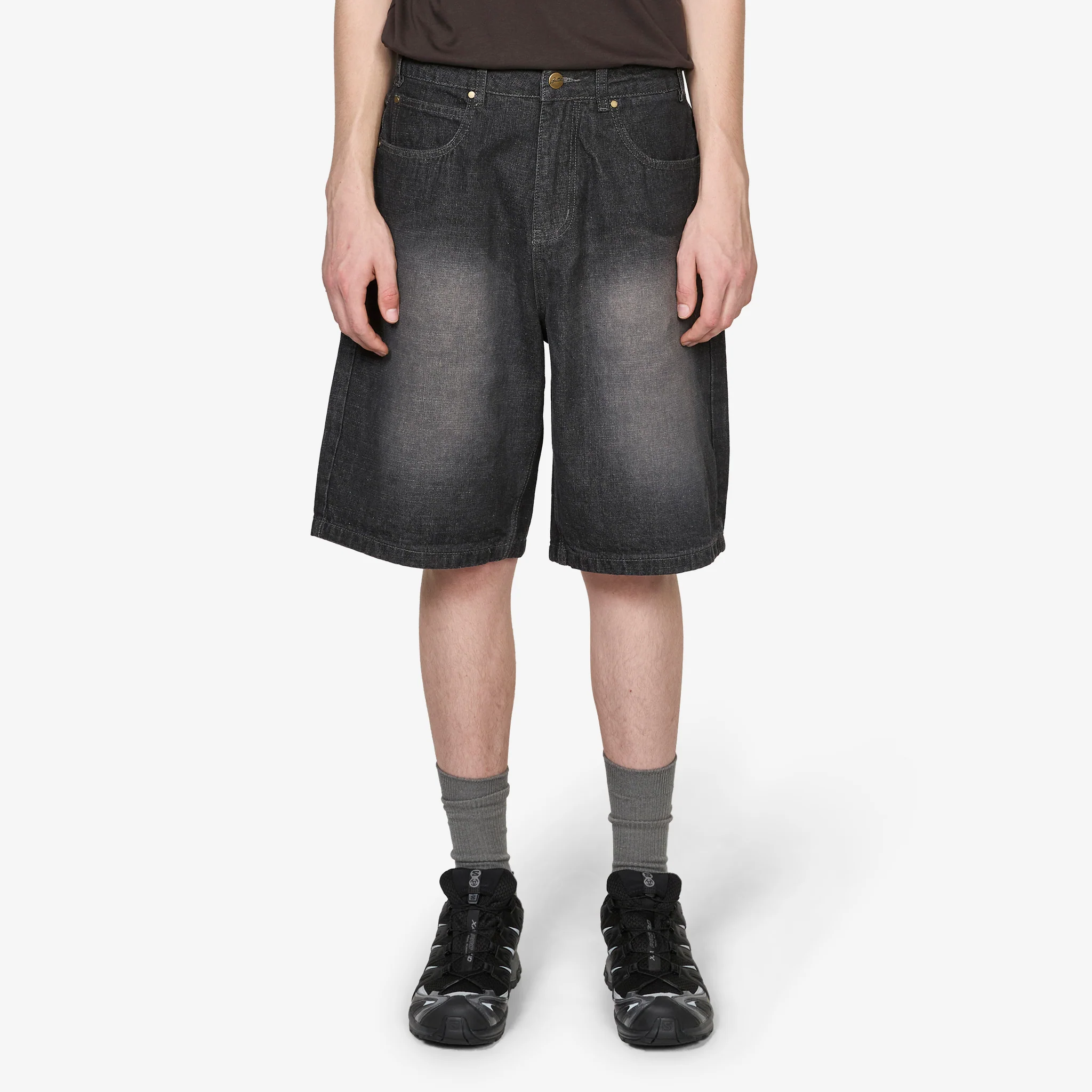 Scorpion Stitch Denim Shorts Slub Black