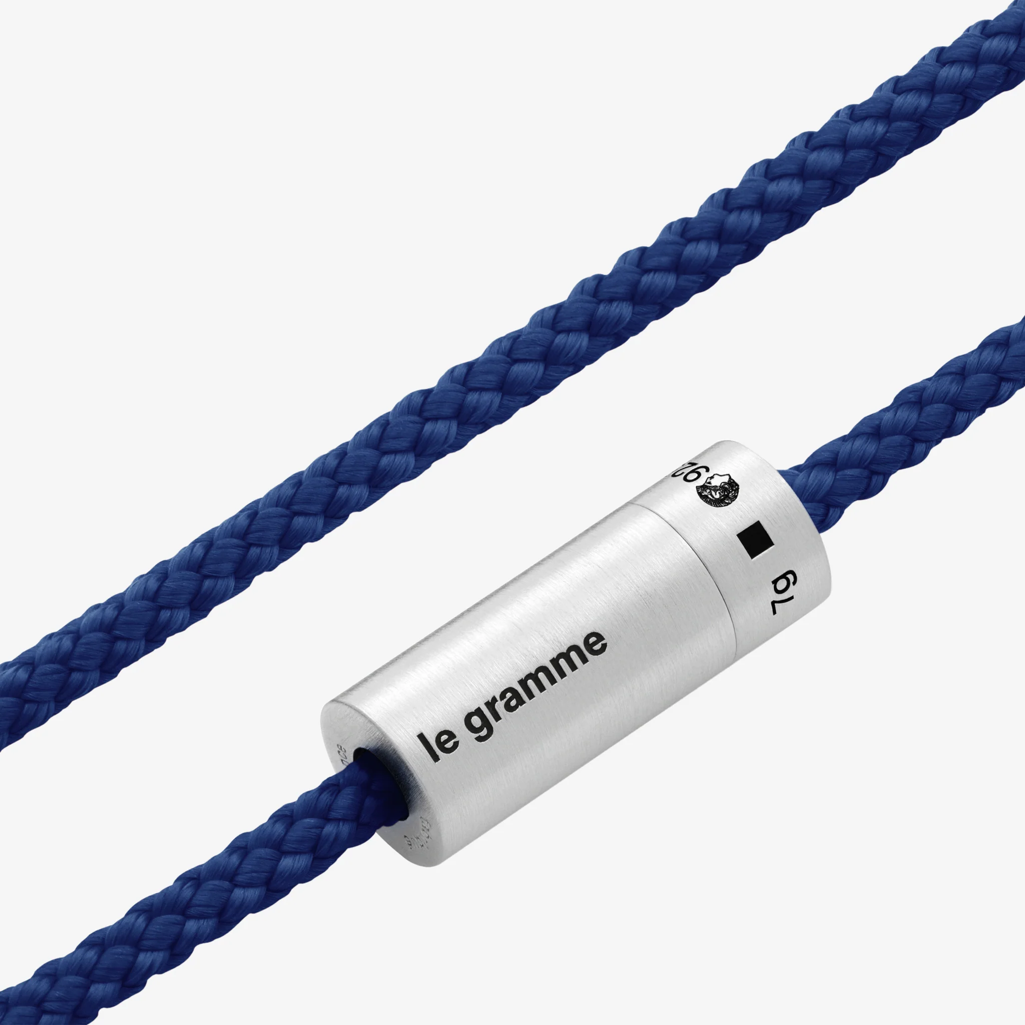 7g Brushed Sterling Silver & Blue Polyester Nato Cable Bracelet - Image 3