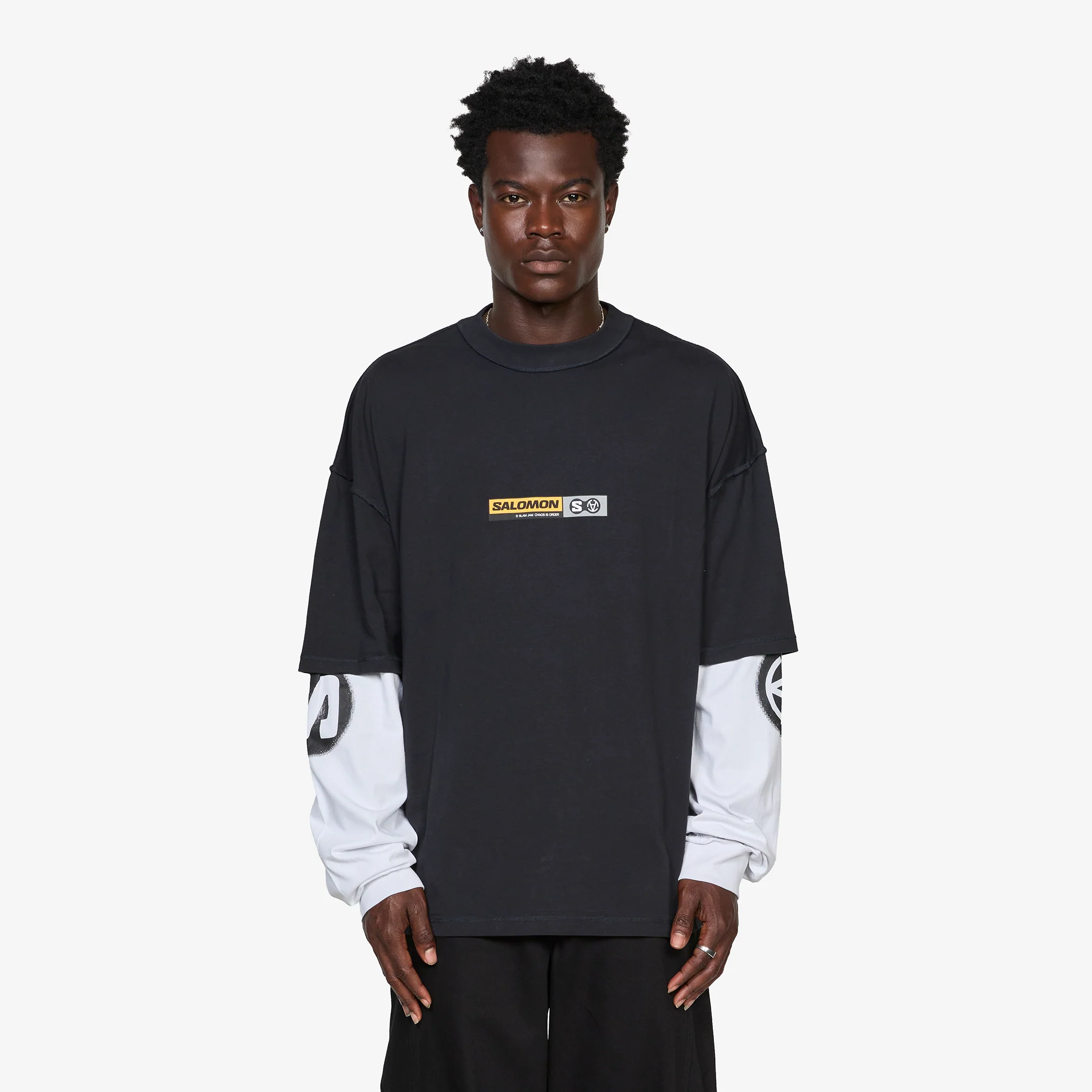 Slam Jam x Longsleeve T-Shirt Deep Black | White