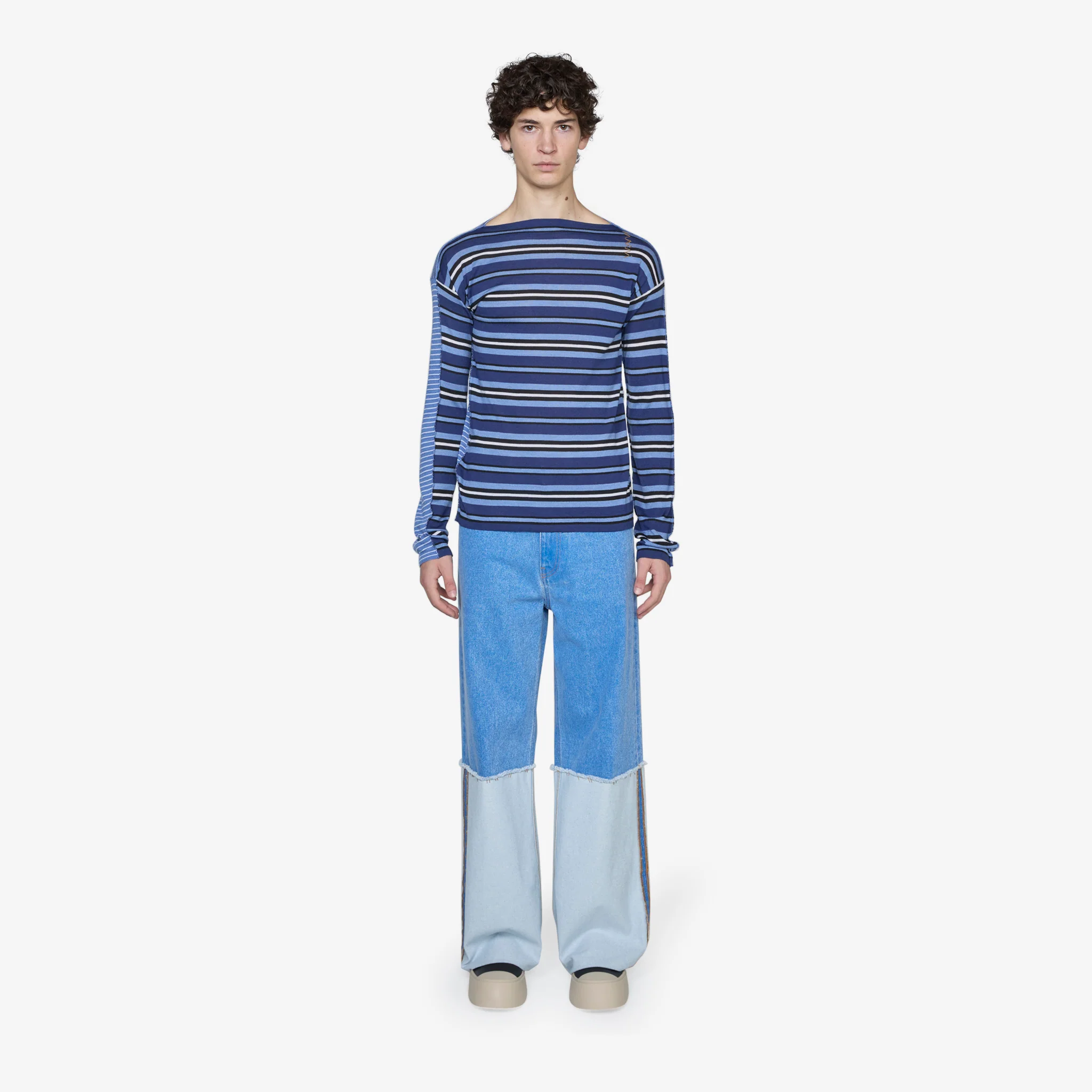 Striped Boat Neck Sweater Ink - Image 6