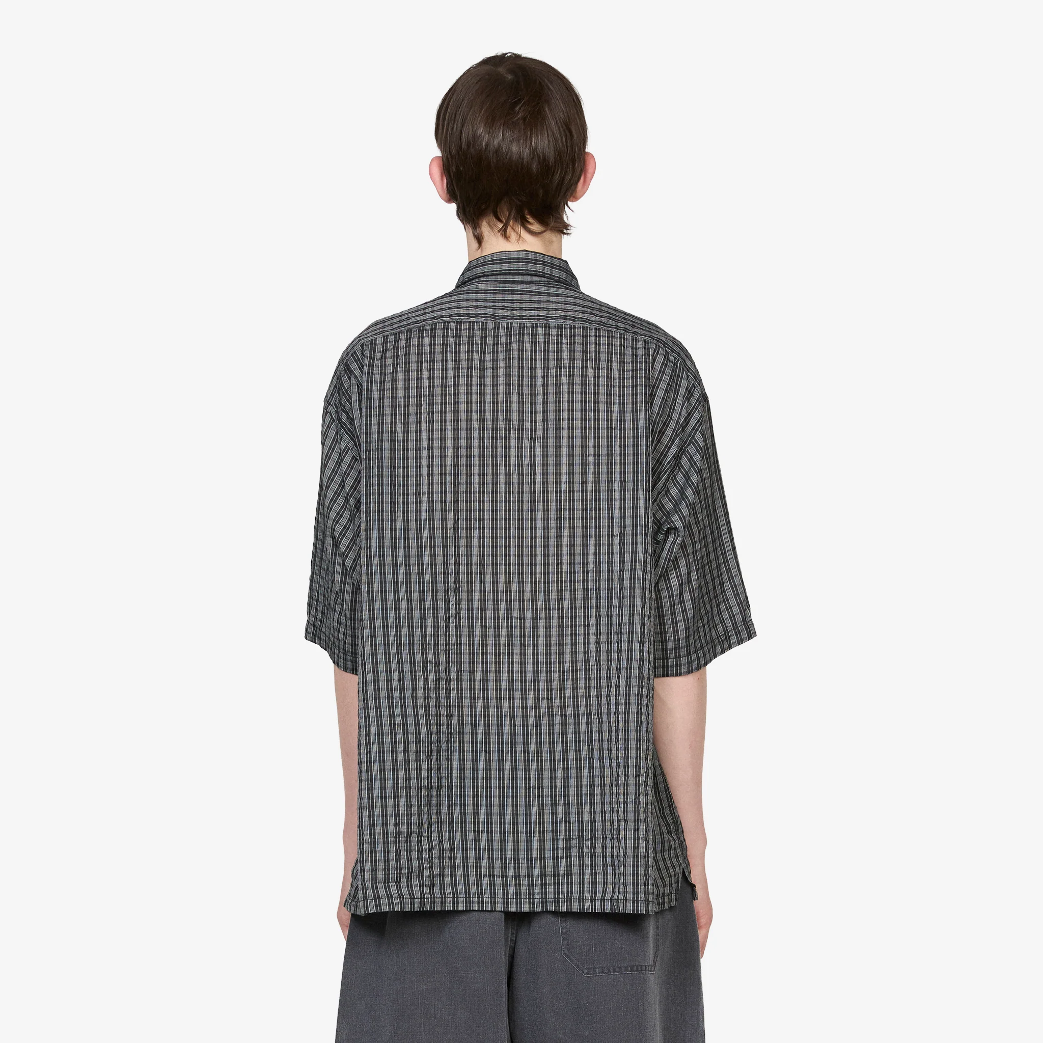 T/C Check Open Collar Shirt Green - Image 3