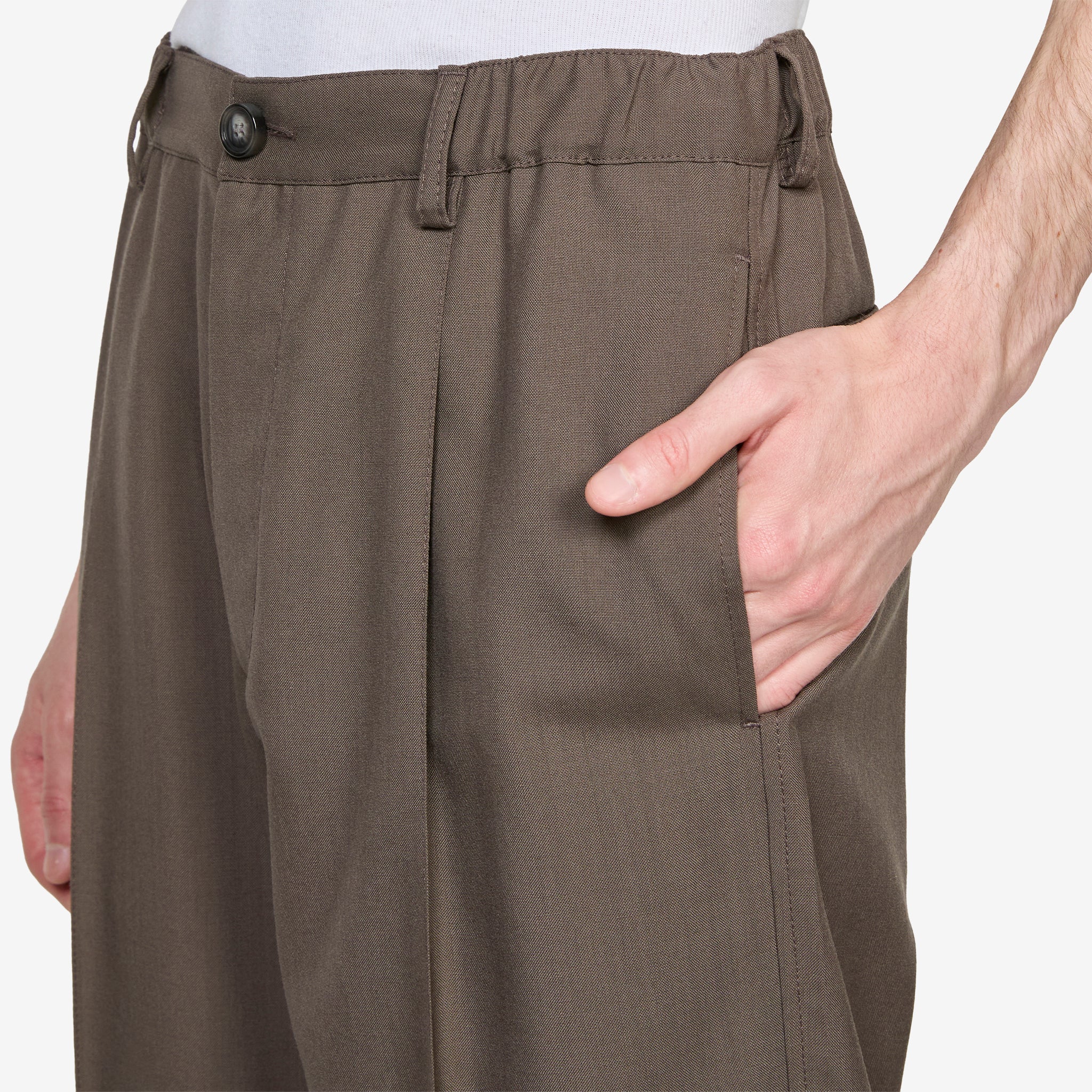 Tropical Wool Tailored Trouser Truffle - Image 2