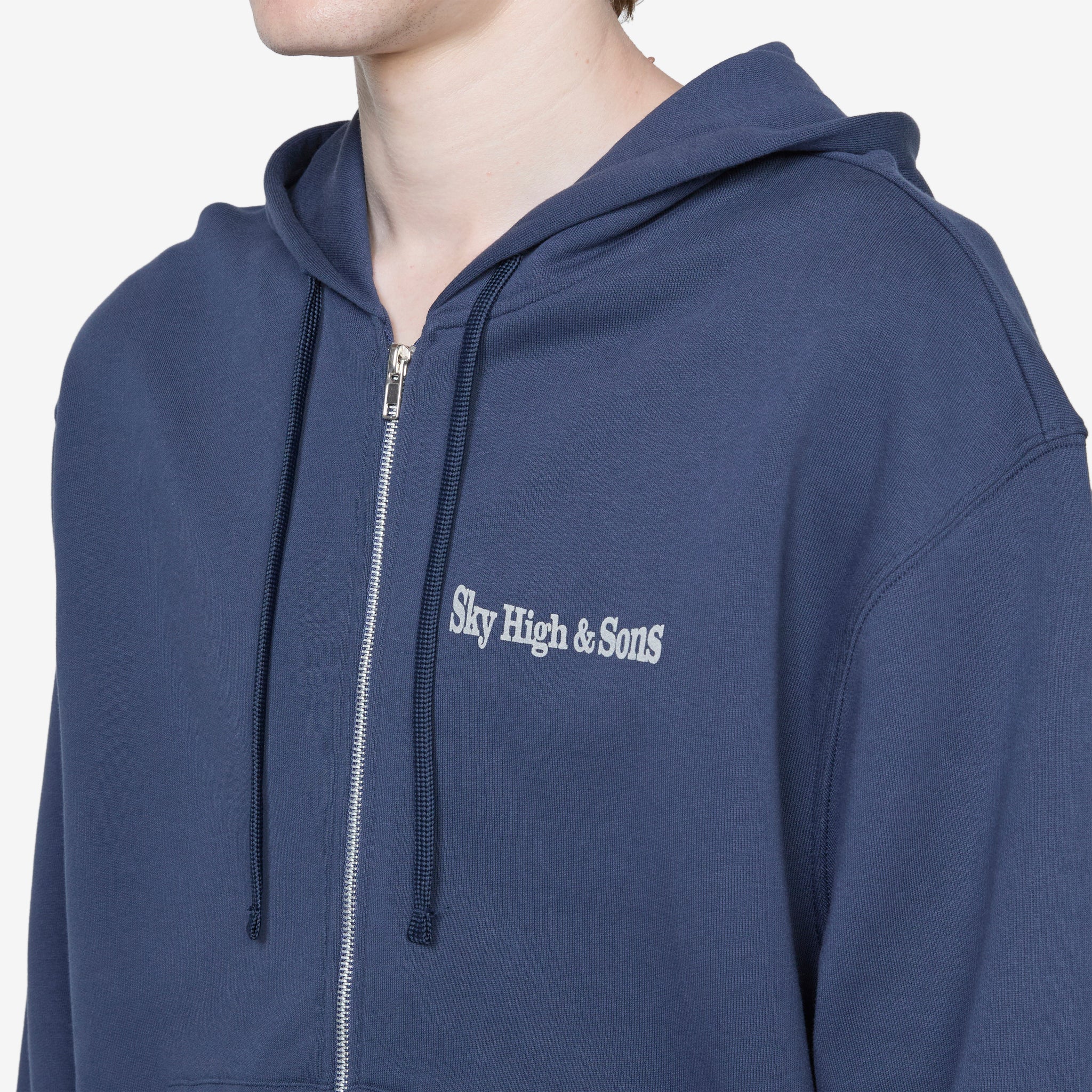Unisex Sky High and Sons Zip-Up Hoodie Navy - Image 6
