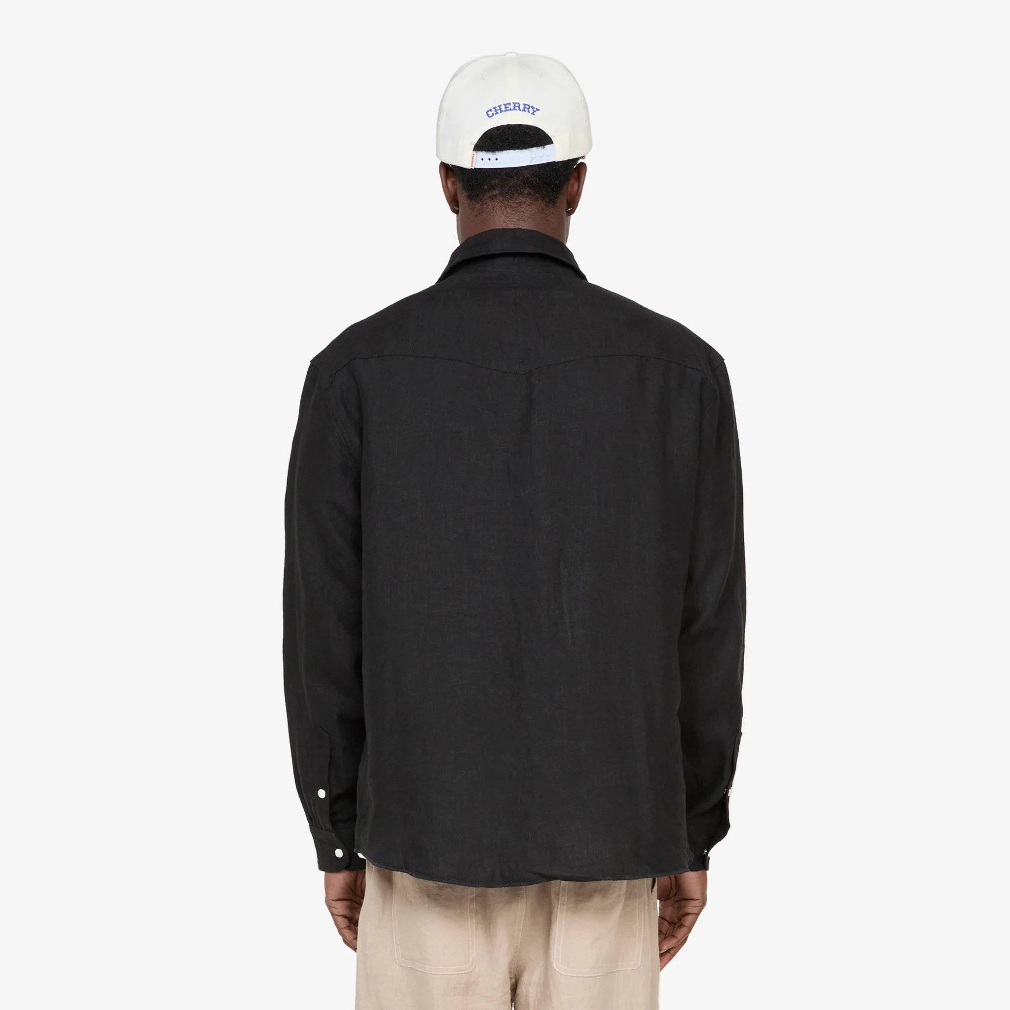 Washed Linen Western Shirt Black - Image 4